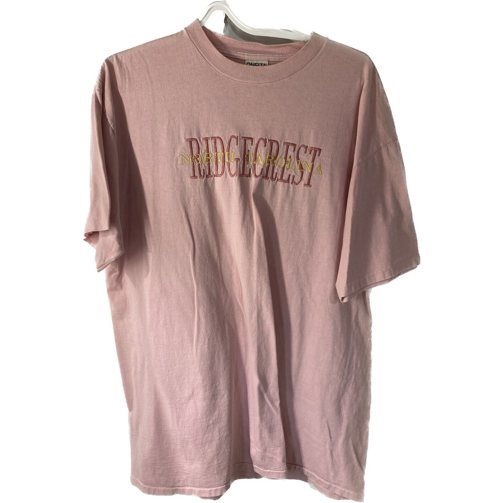 Vintage Pink Ridgecrest NC T-Shirt sz XLarge Single Stitch Oneita North Carolina