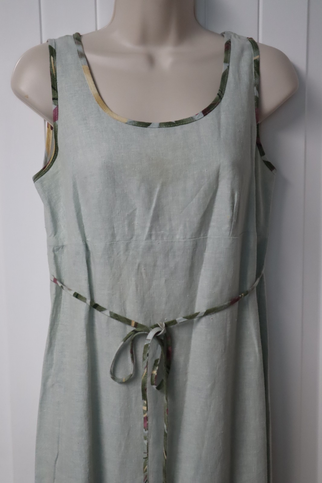 Vintage 1990s California Concepts light green floral linen blend maxi dress 9