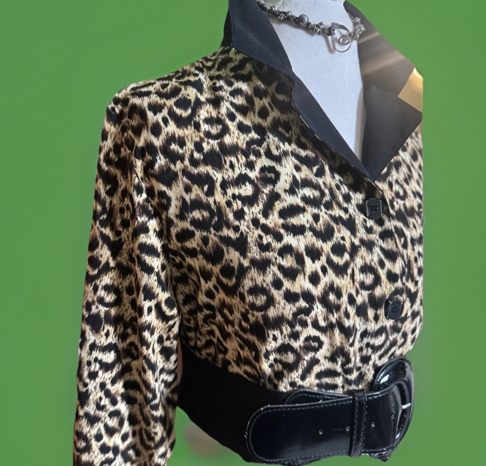 Leopard Vintage 80s/ 90s Oversized Blazer Dress Tunic | Mob Wife | Shoulder Pads