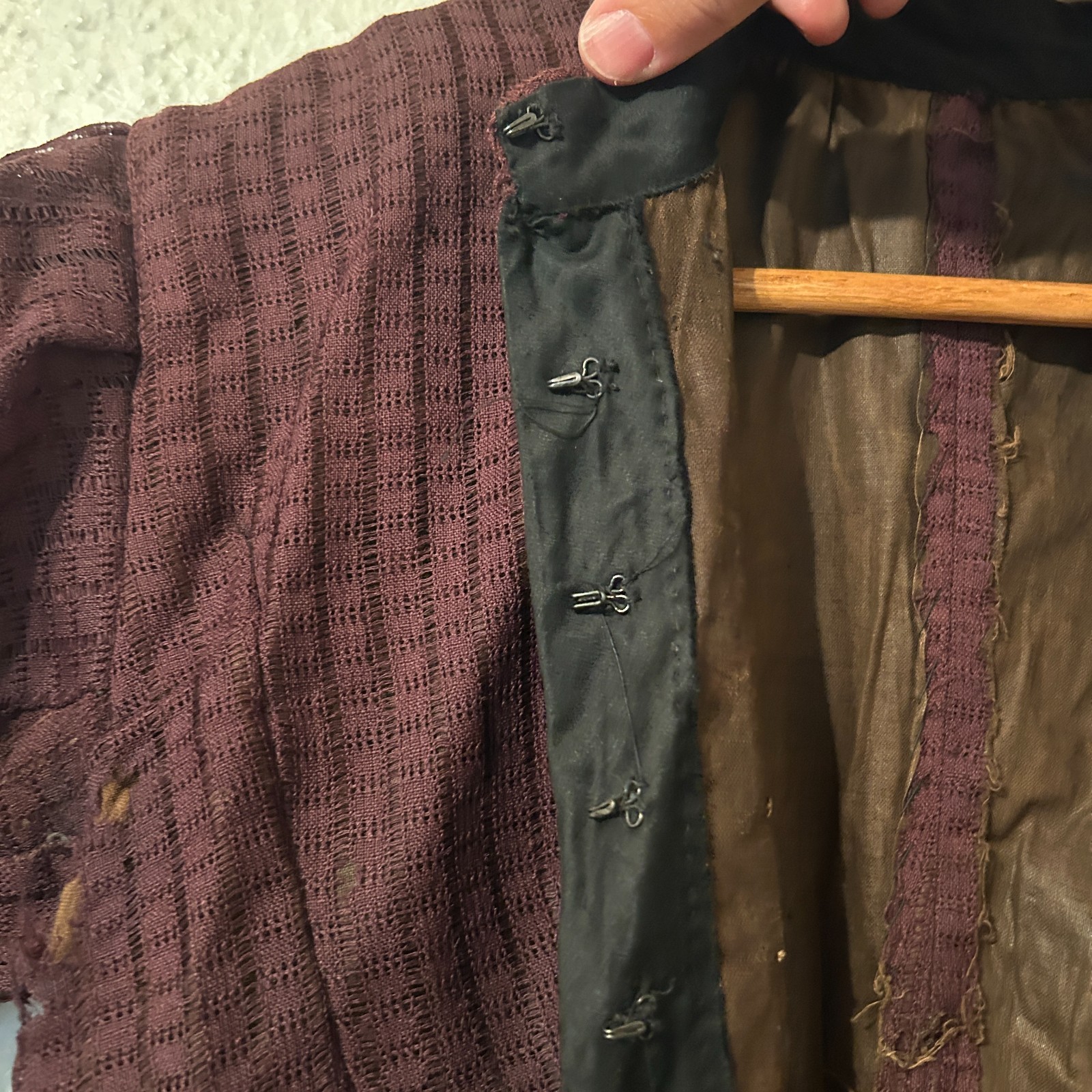 READ As is Victorian Womens S/M Dress Brown Lace Bodice & Skirt Study Repair