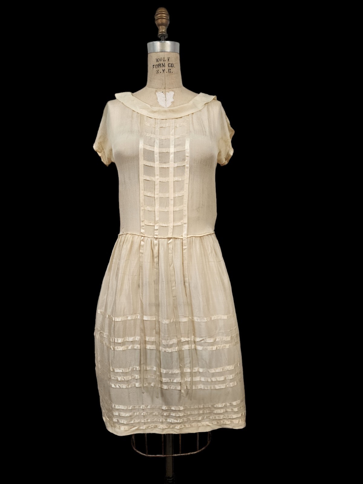 Vtg 20s Silk Chiffon Flapper Boho Bridal Dress + Rare Original Photo + Frame!