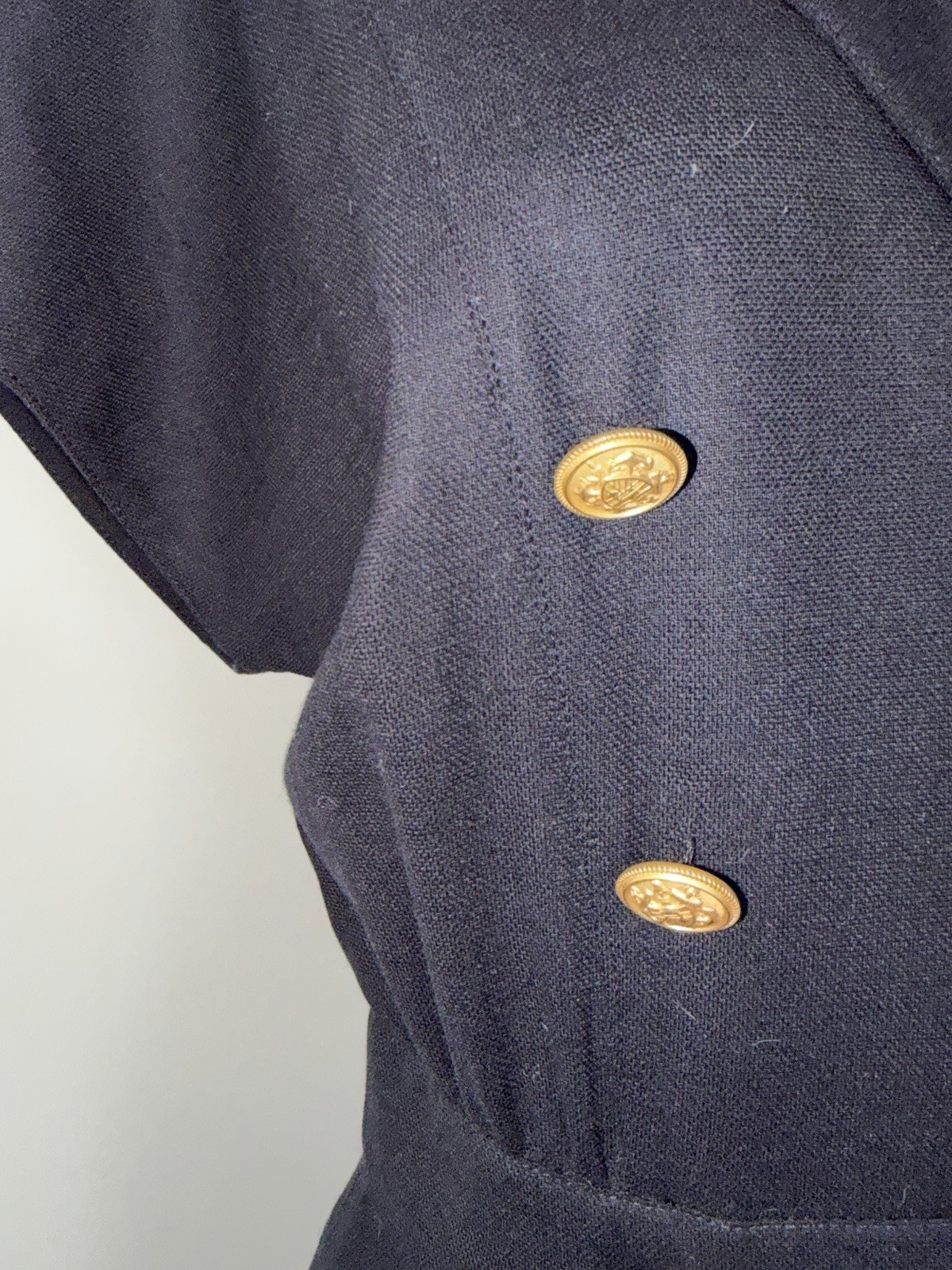 Vintage 90s Escada Margaretha Ley Women&rsquo;s Navy Wool Knee Length Dress Sz 38