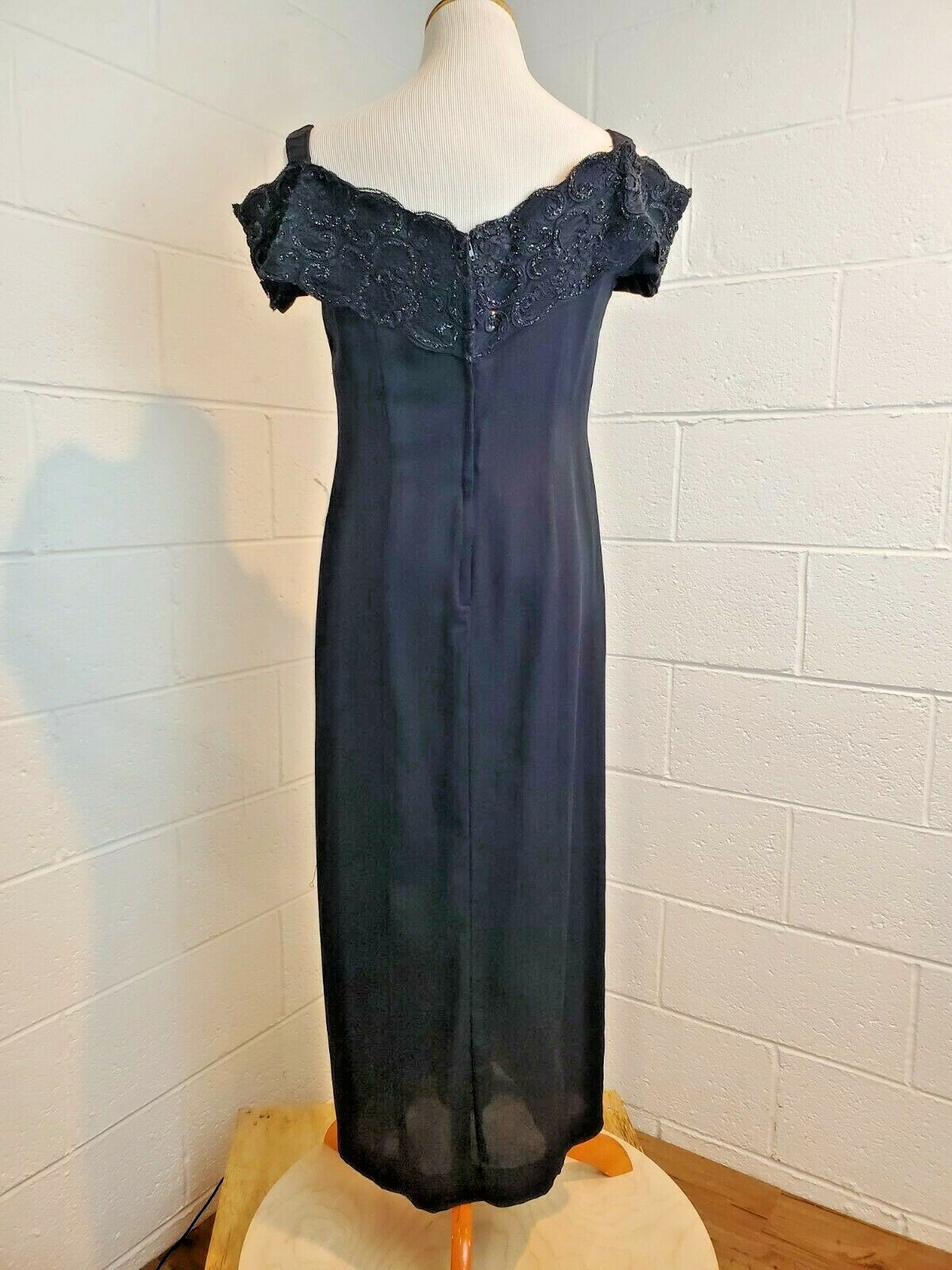 Gantos Evening Chic Vintage 80s Black Evening Gown Dress NWT Dead Stock Size 12