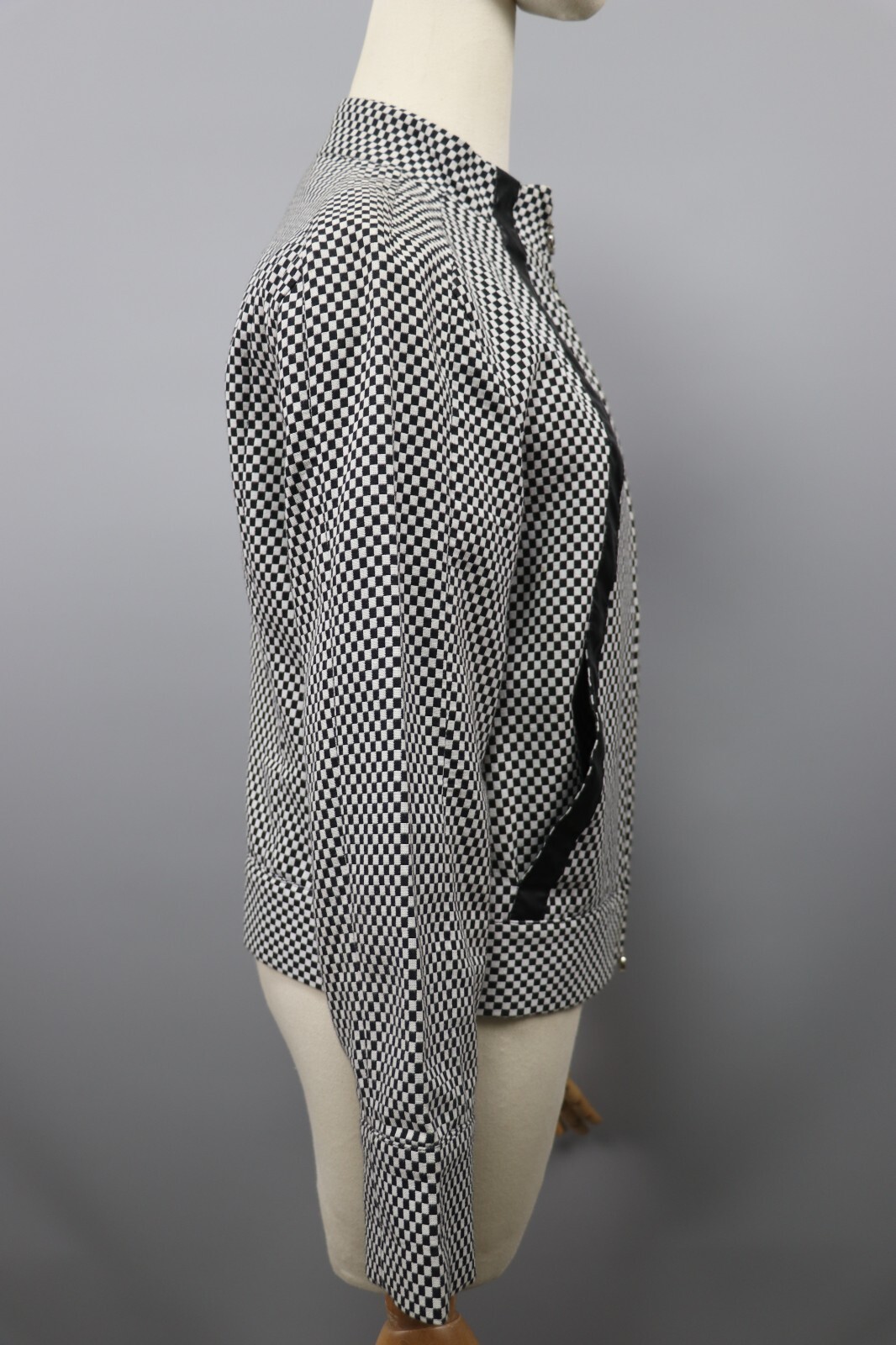 VERSACE JEANS COUTURE White/Black Checkerboard Cotton Zip Jacket Womens Sz S