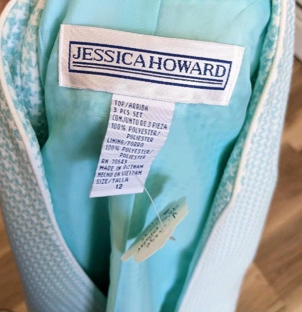 Jessica Howard Blazer Womens Size 12 Light Blue Open Front Textured Jacket