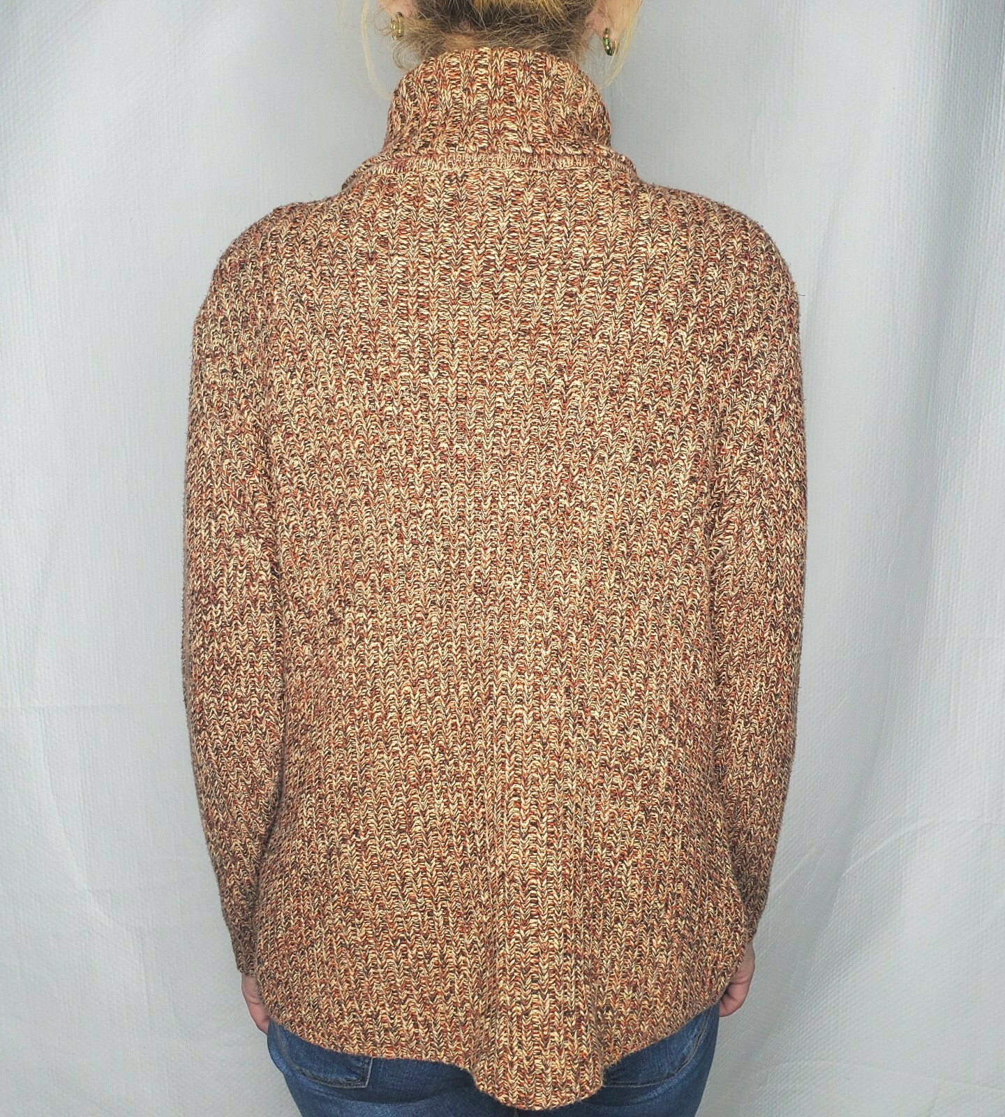 Petite Sophisticate Turtleneck Sweater Pullover 100% Cotton Neutral Multi Small