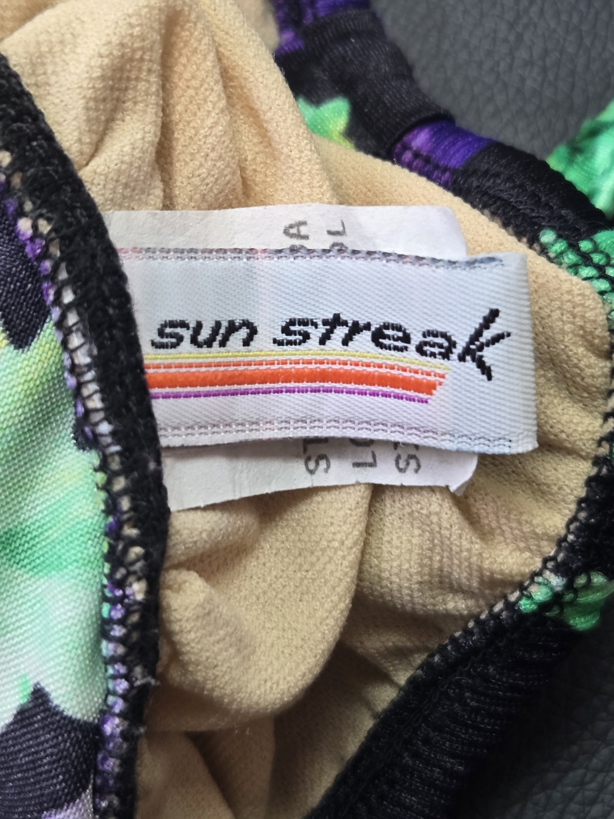 Vintage Sun Streak 2 Piece Bikini Swim Suit Shorts Bold Flower 80s 90s