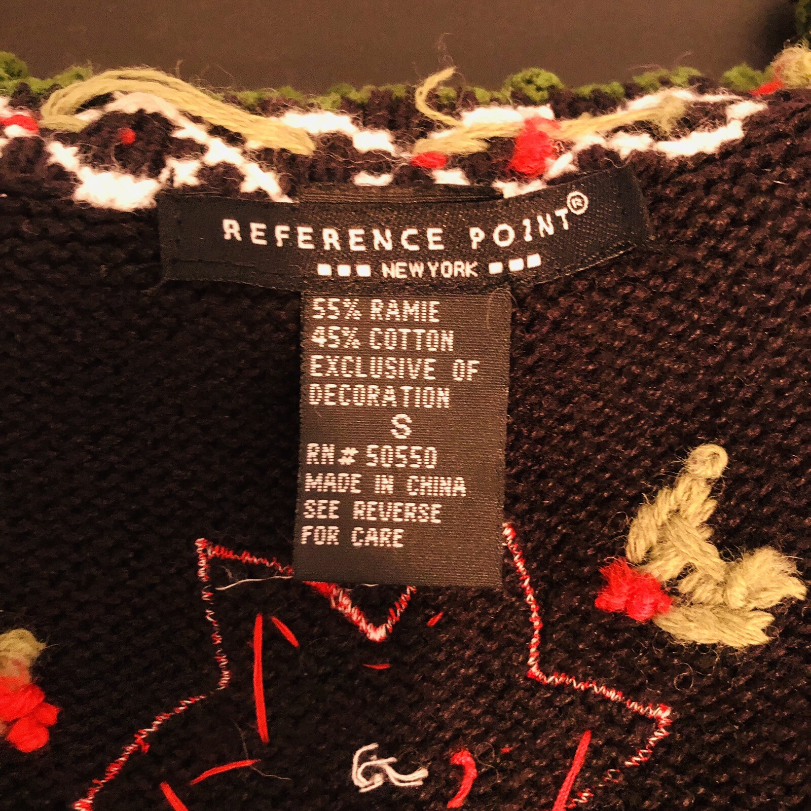 Vintage Christmas Reference Point Sweater Size S Snap Closure Poinsettia Holly