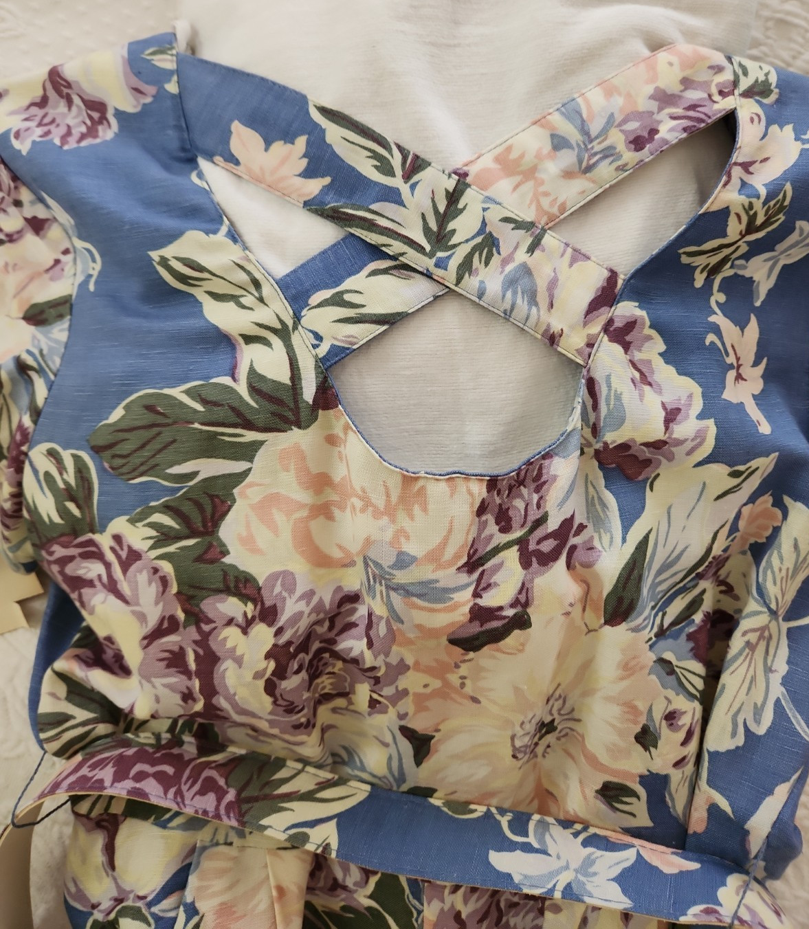 VTG NWT Womens P6 Sundress Tea Dress 80&rsquo;s Blue Floral Cottagecore Unworn USA