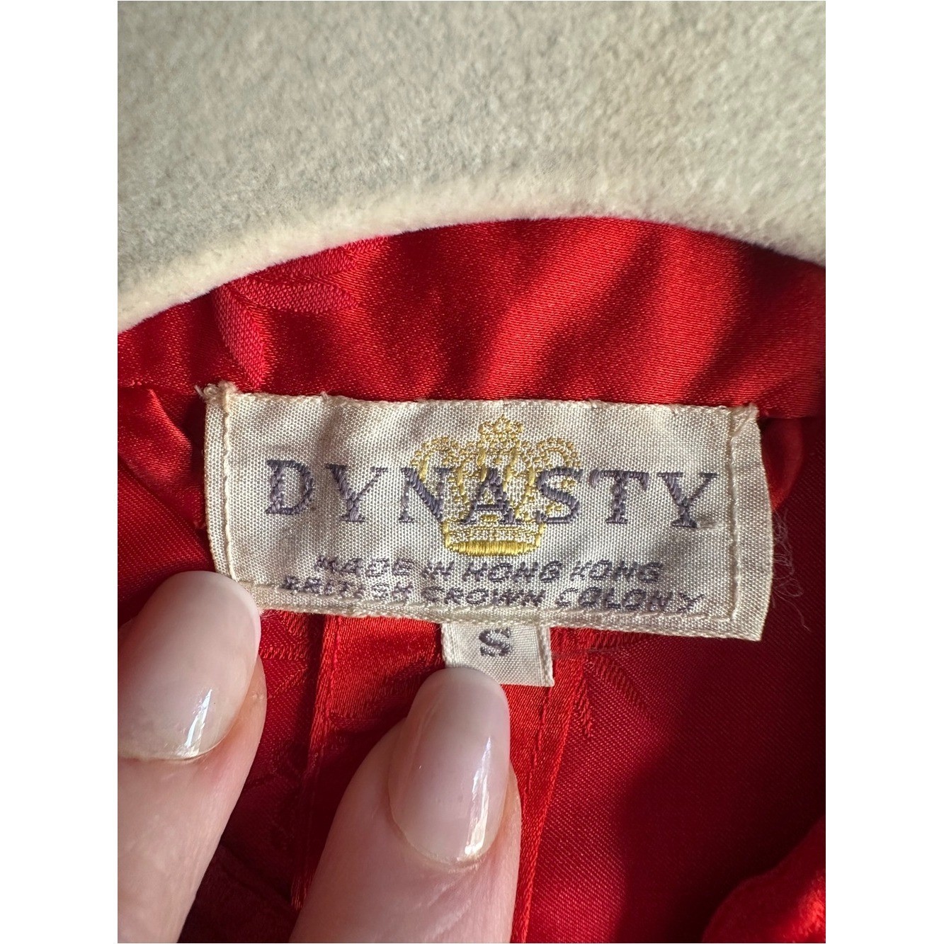 Vintage Red Mandarin Frog Closure Satin Jacquard Jacket Chinese Brocade Artwear