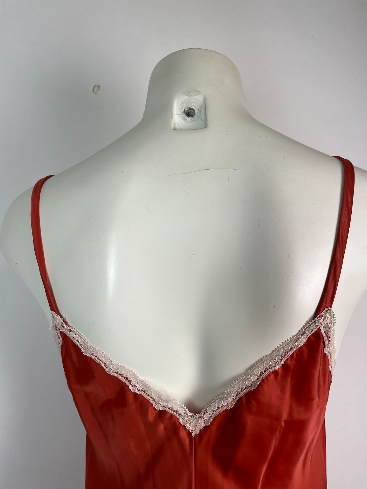 DEADSTOCK GILDA Vintage Bias Cut 1960 70s Satin Copper Rust Bias Cut SlipDress S