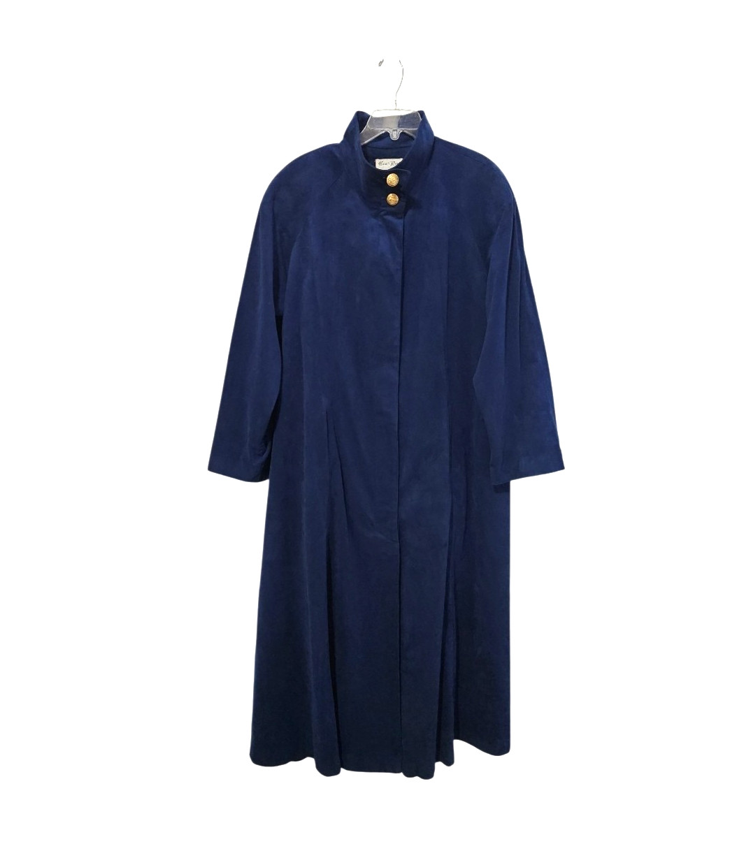 Vtg Count Romi Ltd Ultra Suede Long Blue Trench Coat Women&rsquo;s 52&Prime; bust (8 sz tag)