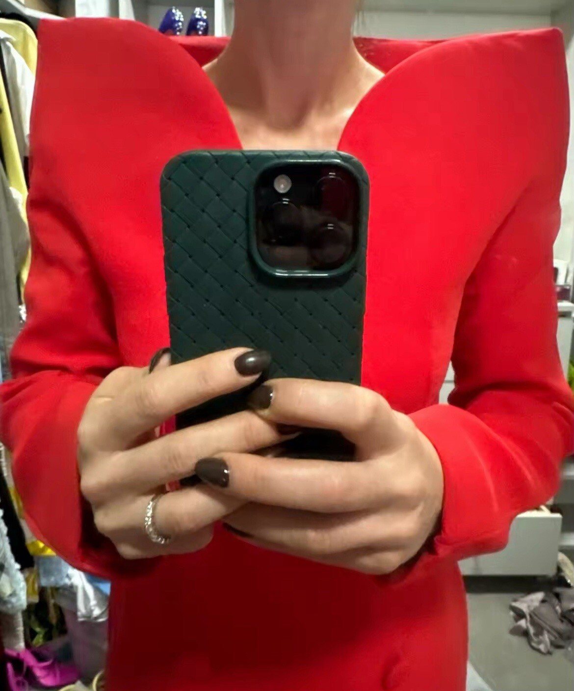 Runway Celebrity High Collar Red Long Coat Jacket M US6-8