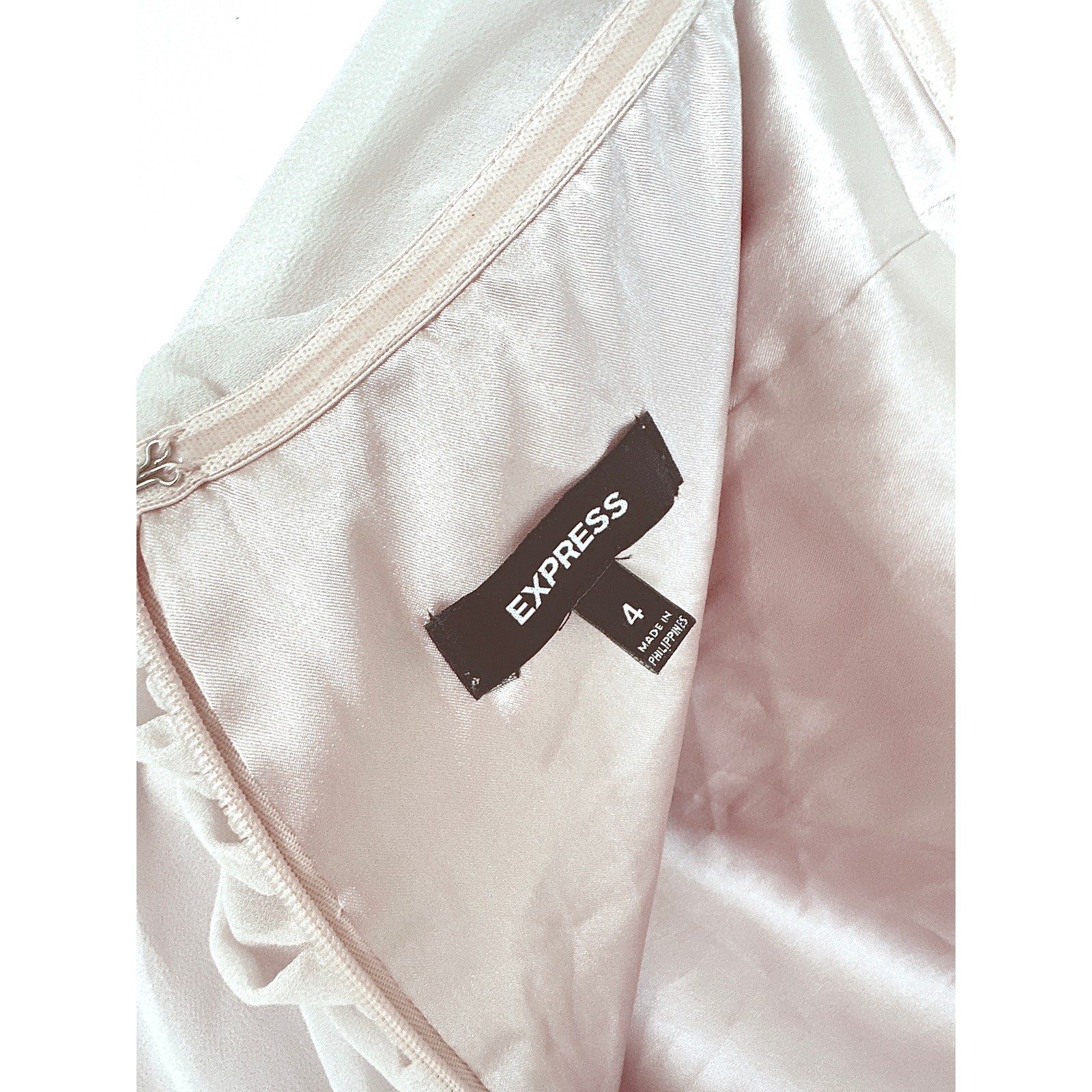 Vintage Y2K Express Blush Pink Ruffled Ruched Strapless Mini Dress 4
