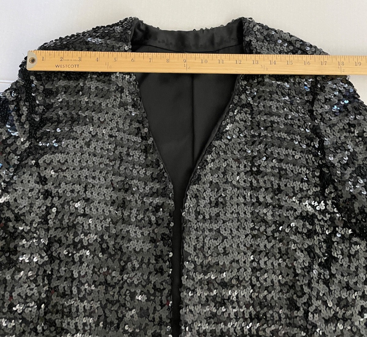 Vintage Black Sequin Open Jacket M/L Party Formal Cocktail