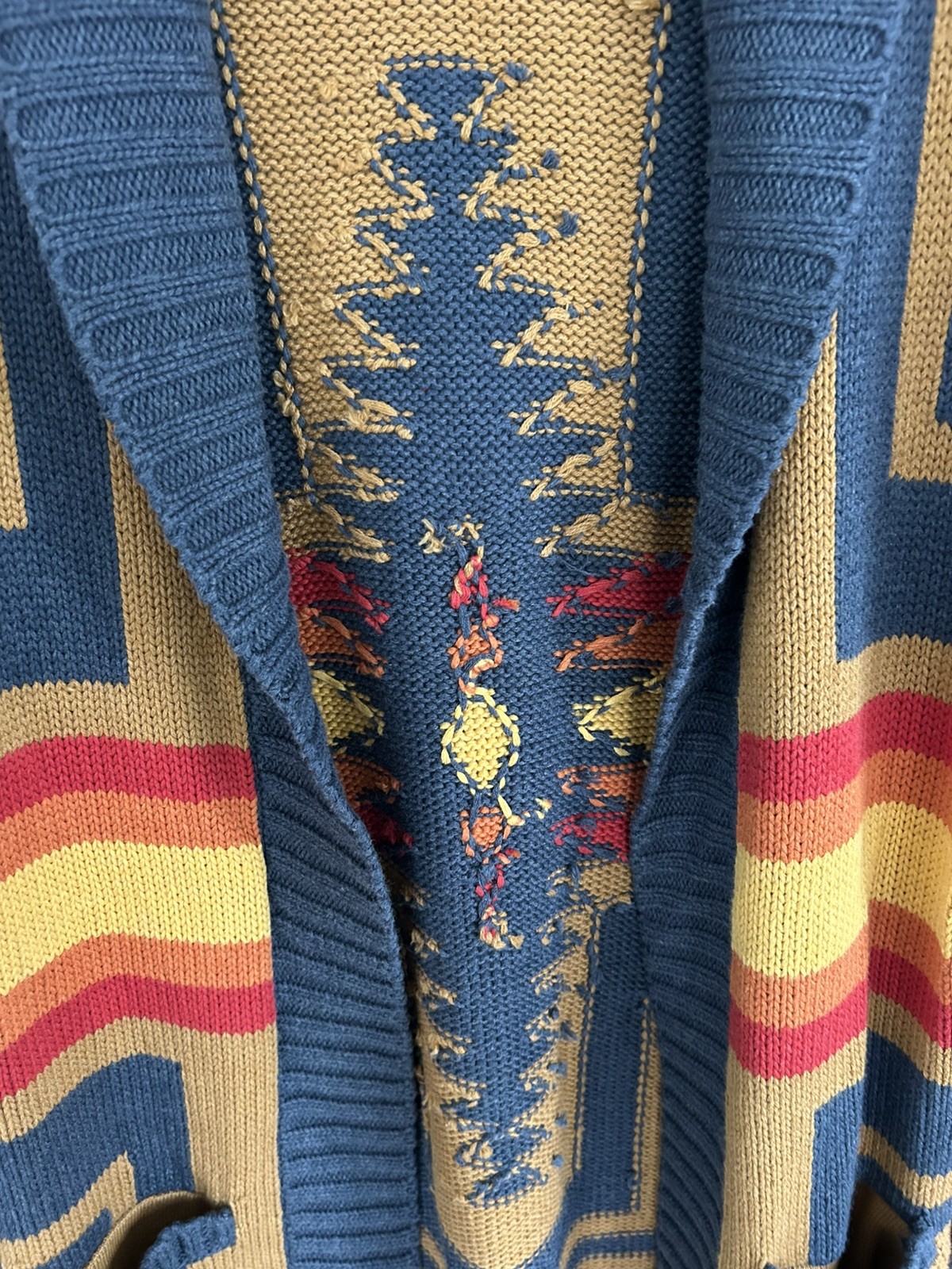 Pendleton Harding Open Long Cardigan Small Cotton Wool Exc Shape Southwest Aztec