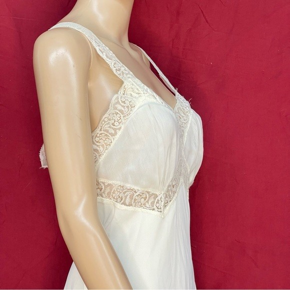Vintage 1950s Charmode Sears Roebuck Lace Full-Length Slip Sleep Dress 36 Small