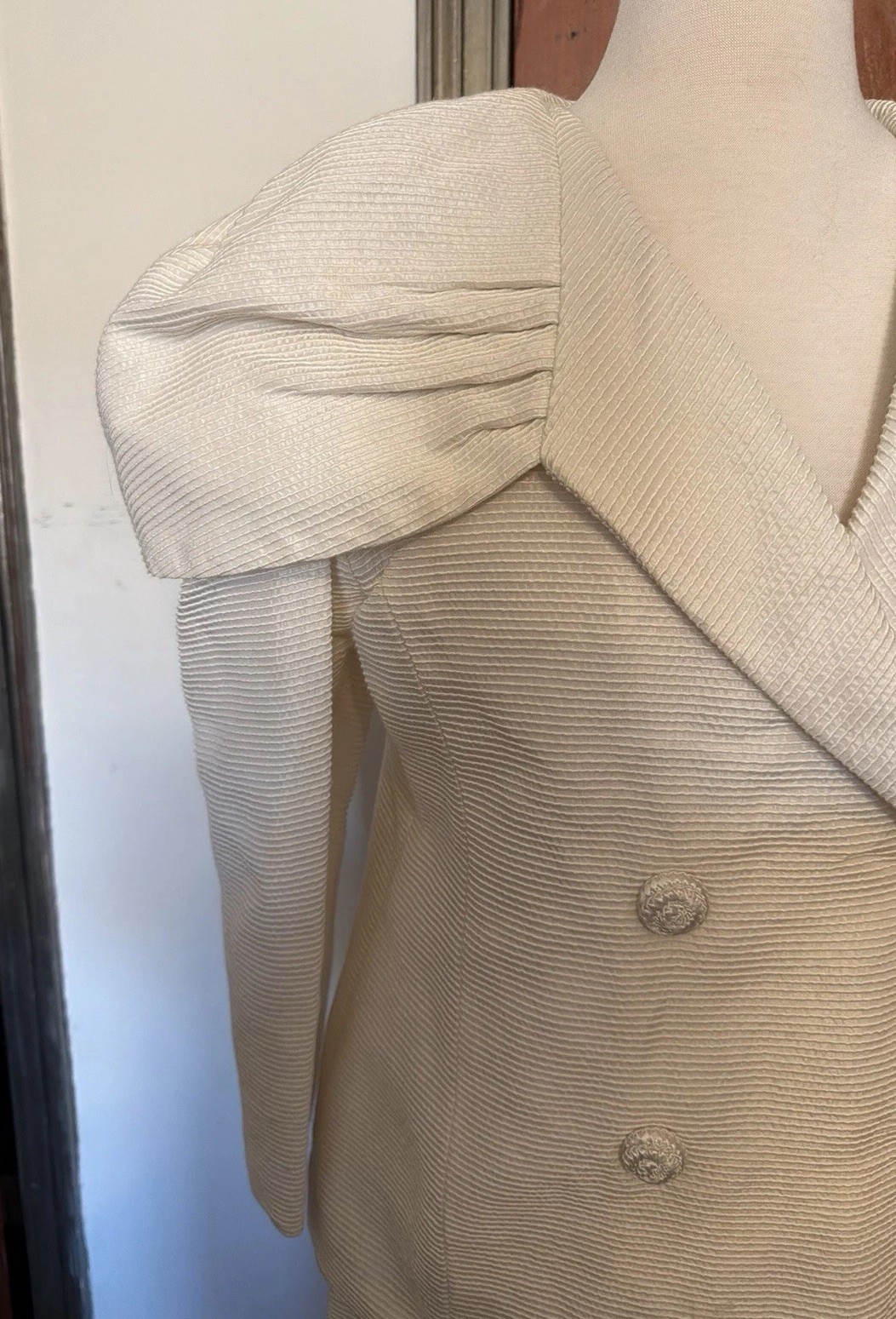 Vintage Custom Made Dramatic Dynasty Shoulder Bridal Two Piece Suit Set