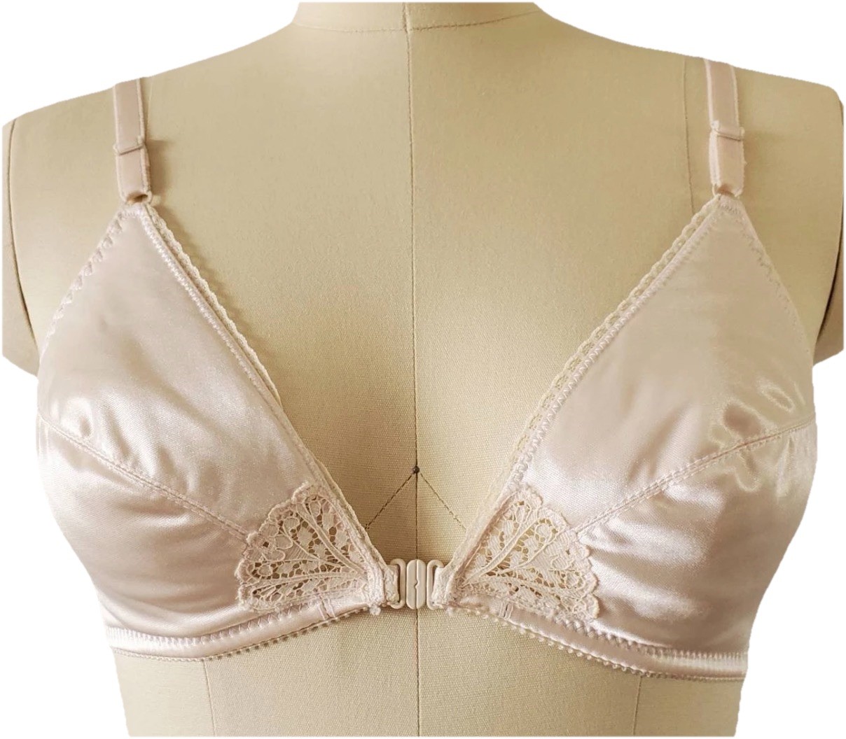 VTG 80’s Maidenform® PRETTY ME Beige Front Clasp Unpadded Wireless Laced Bra 36A