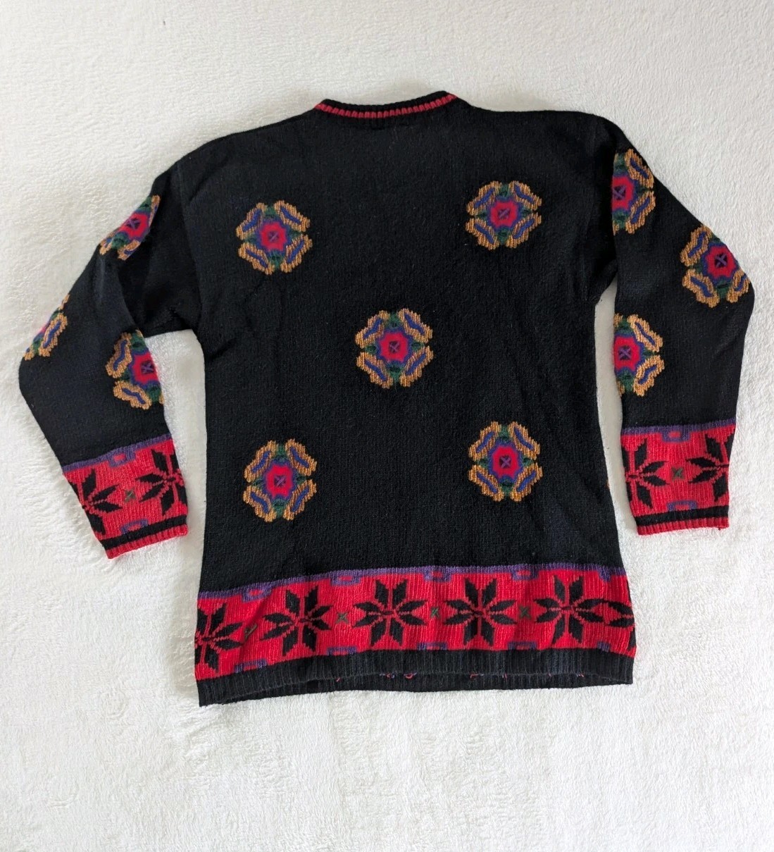 VTG 80&rsquo;s Angora Wool Blend Crew Neck Sweater Women&rsquo;s Size S Cabincore Holiday