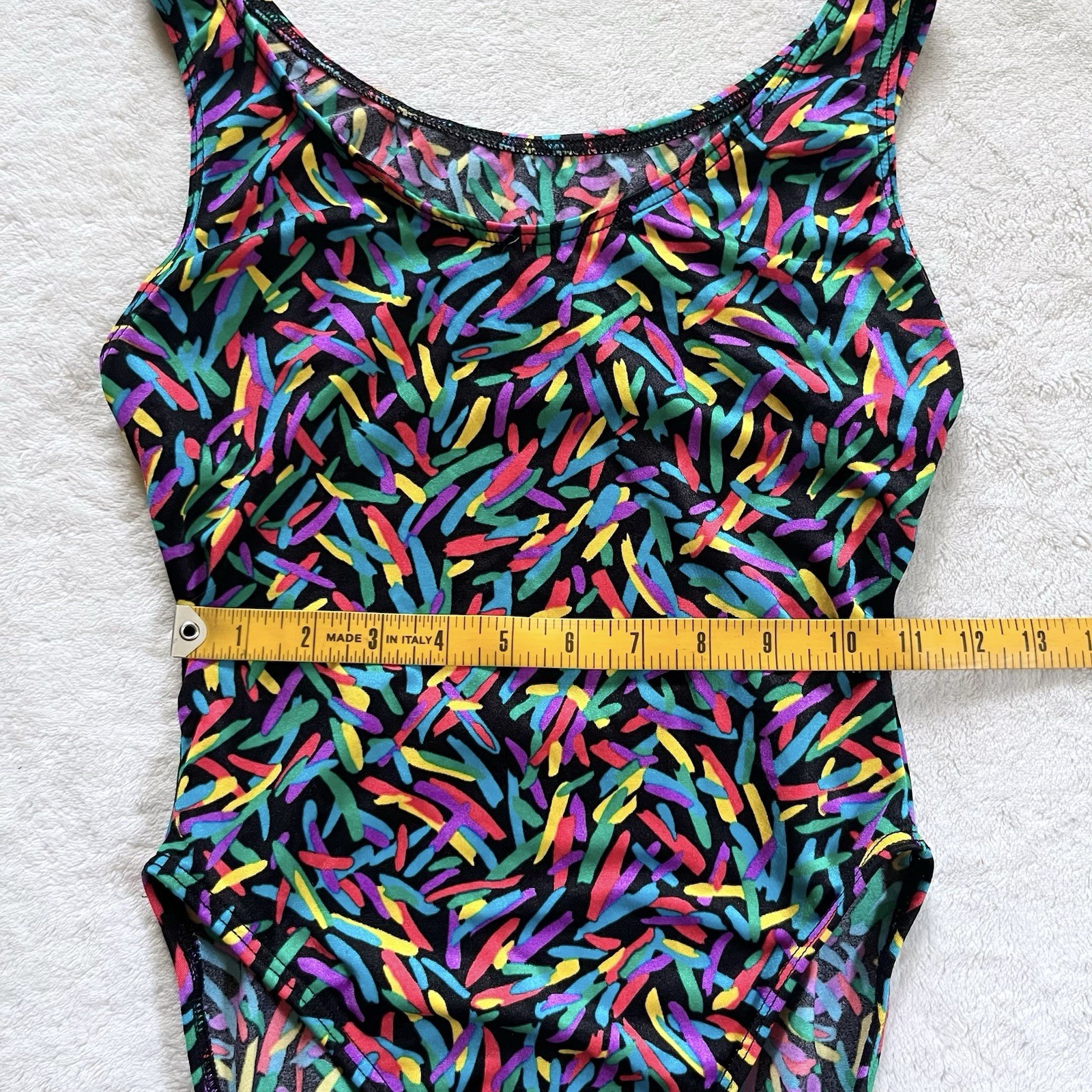 90s Vintage Multicolor High Cut One Piece Swimsuit Large