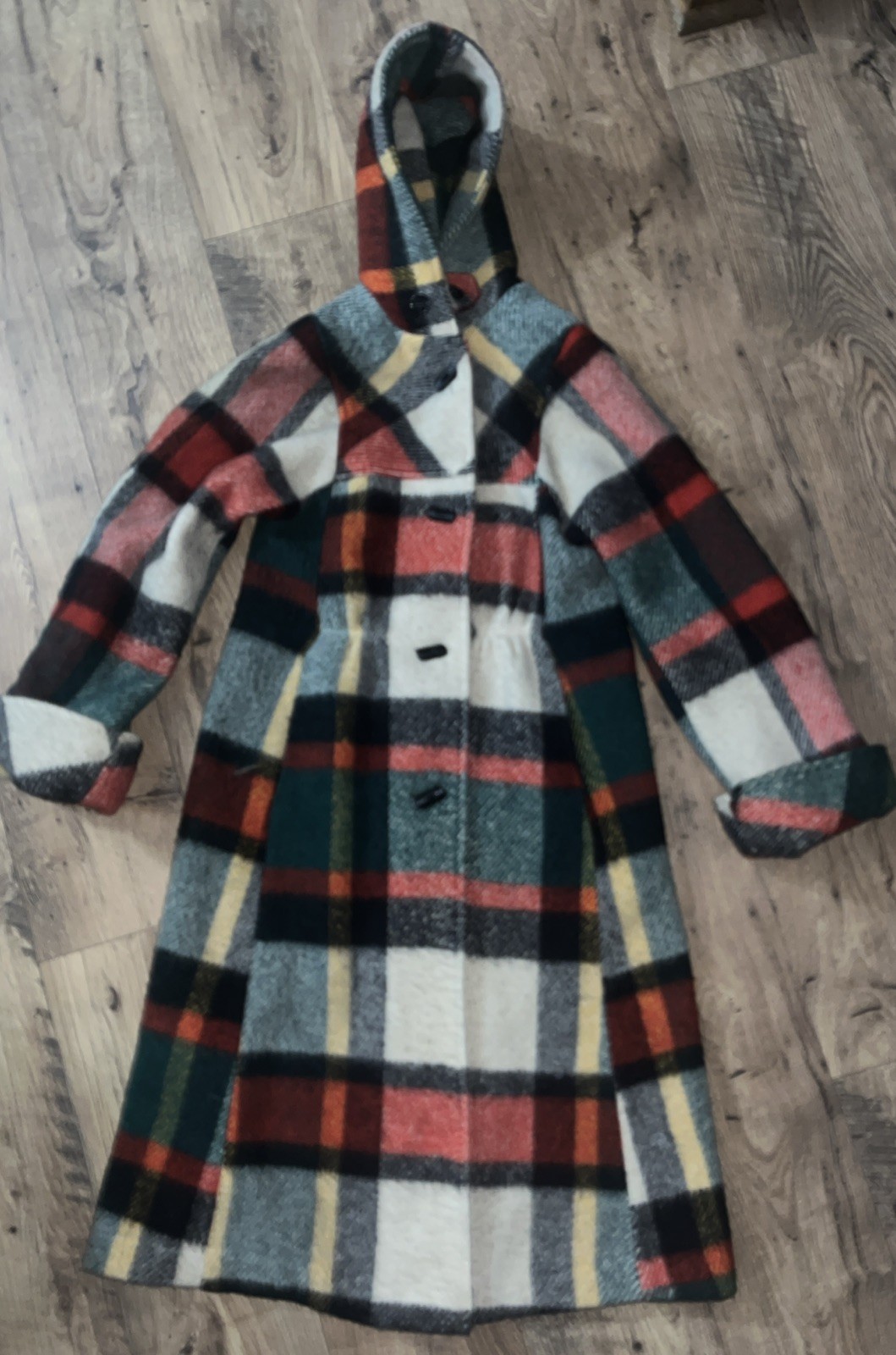 Vintage Yellow Red Green Plaid Union Made Women’s Coat Jacket 1960’s Hipster
