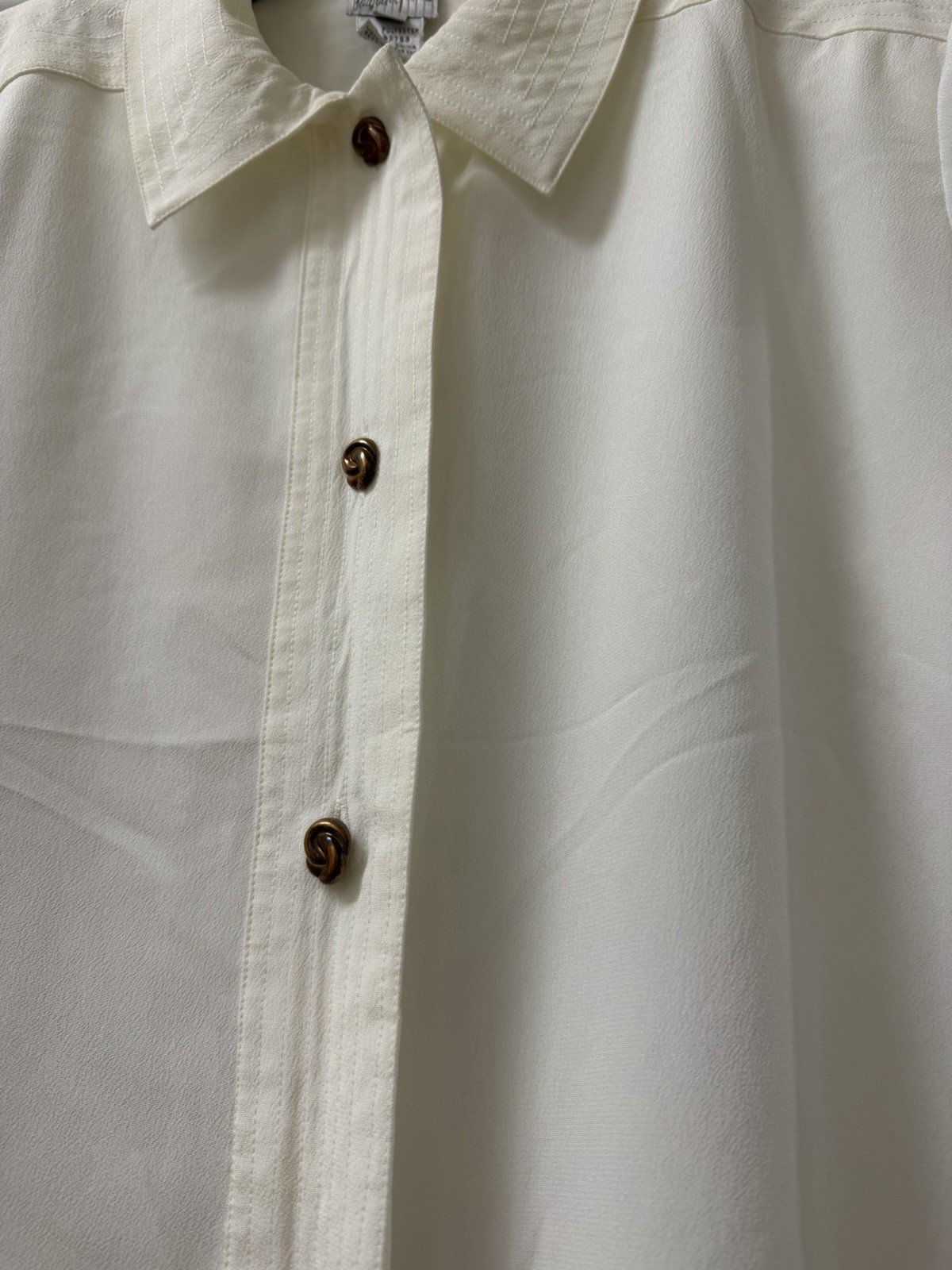 Vintage Jaqueline Ferrar Polyester Blouse In Cream/off-white- Size 8
