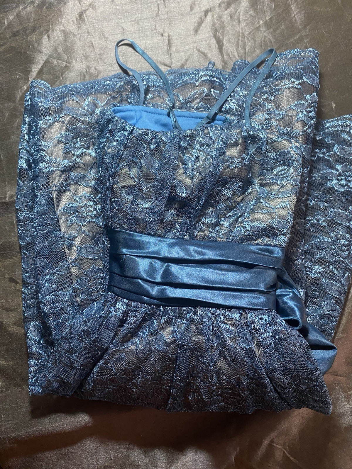Vintage Y2K Blue Satin/Lace Party Dress Size 7 Trixxi