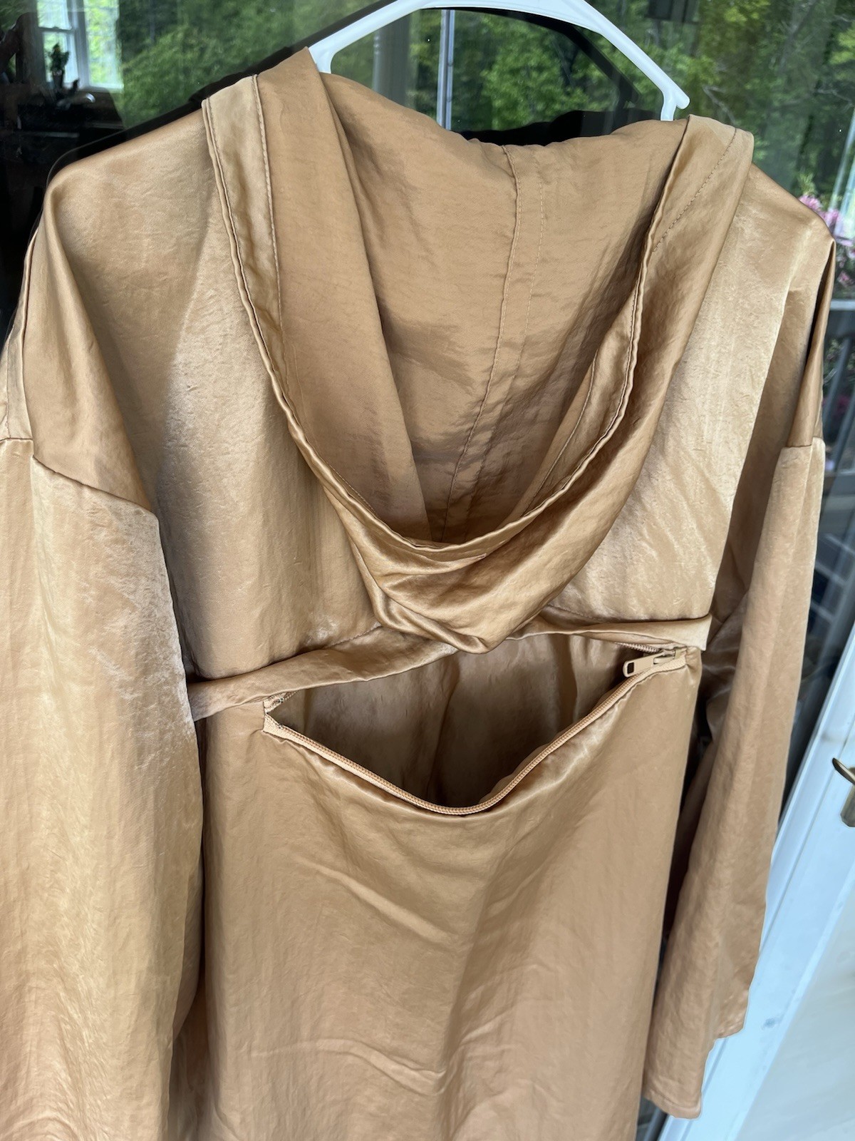 Rare Linda Lundstrom Metallic Bronze LaParka Oversized Hooded Trench Coat M