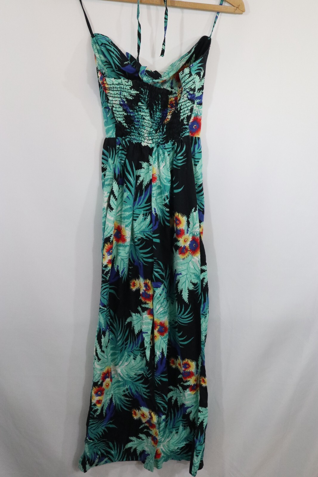 Vtg Young Edwardian By Arpeja Bombshell Hawaiian Print Jumpsuit Sz XS Pinup VLV