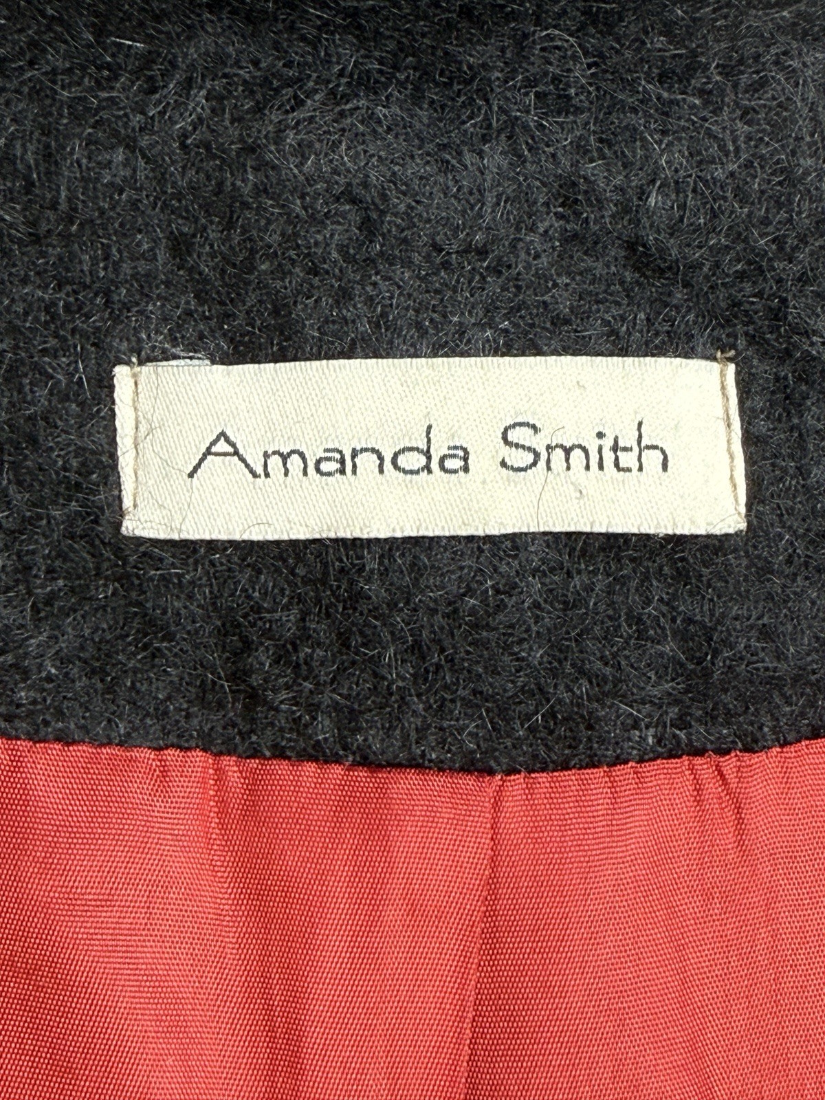 Vintage Amanda Smith Black Long Button-Front Wool/Alpaca/Mohair Trench Coat-14