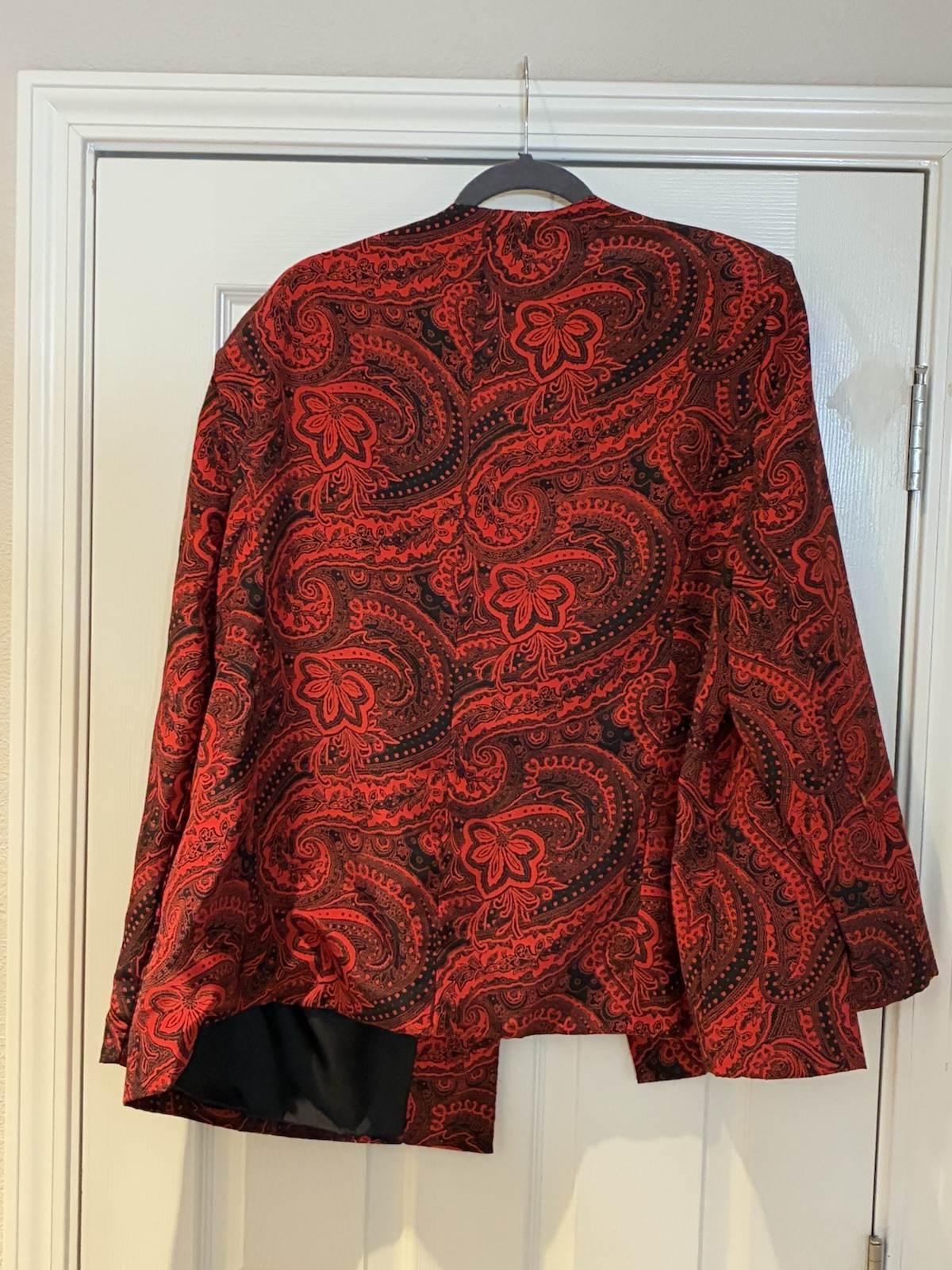 Red & Black Koret Paisley Brocade Jacket Blazer Plus Size 24W Made in Singapore