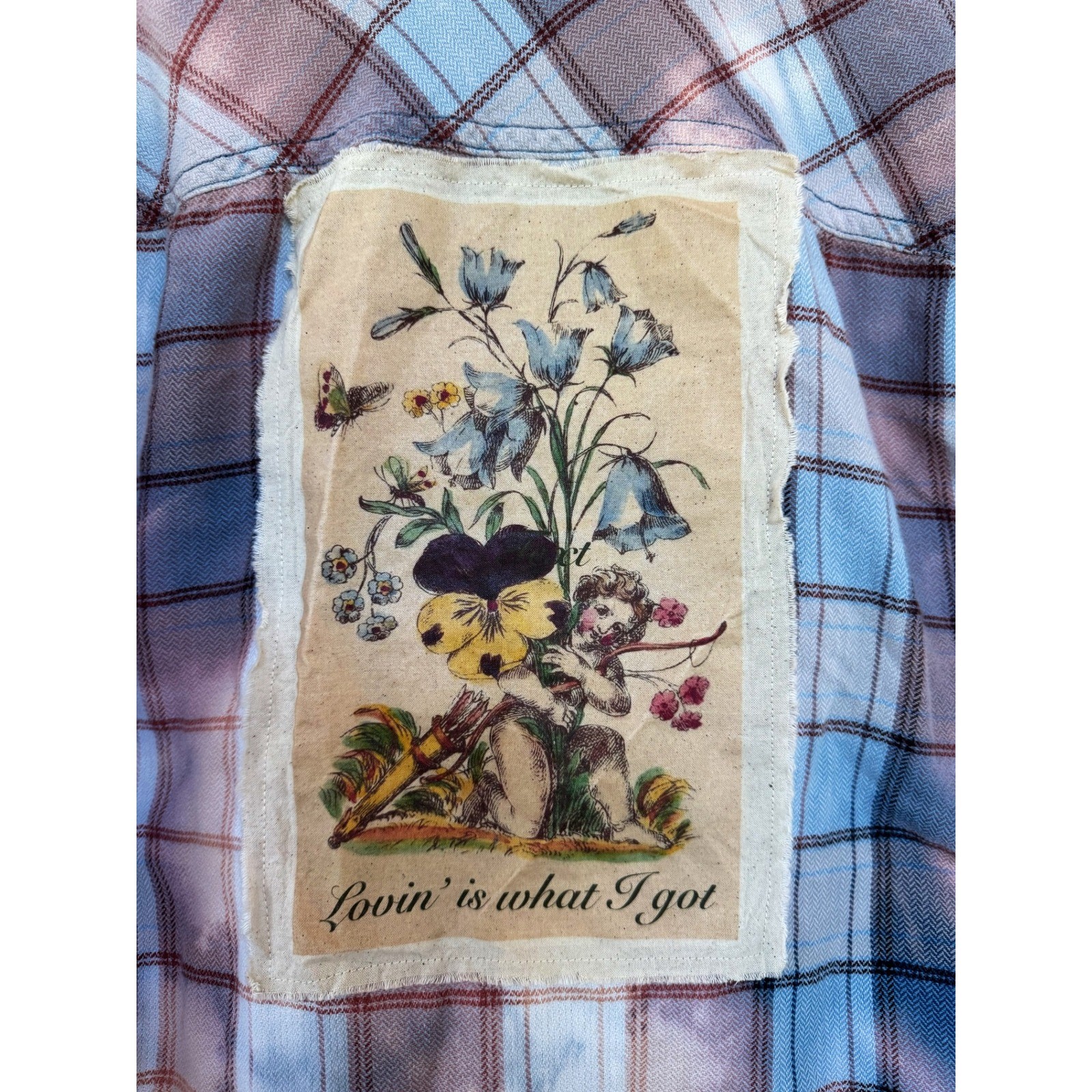 Moonshine Salvage Cupid Floral Flannel Shirt L Cottagecore Boho