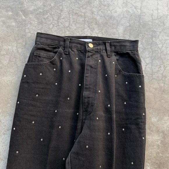 Vintage 90&rsquo;s David David Rhinestone Black Denim High Rise Jeans