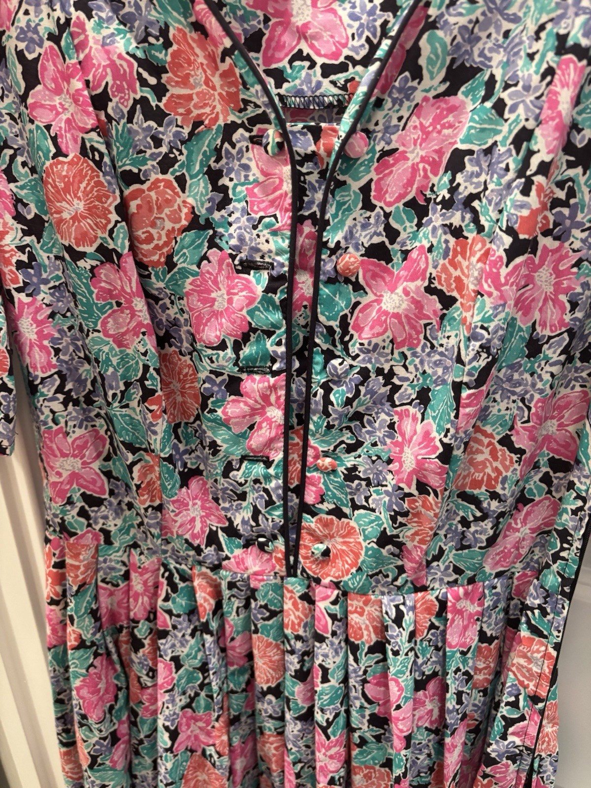 Vintage 80s Laura Ashley Floral Puff Sleeve Romantic Cottagecore Dress Size 12