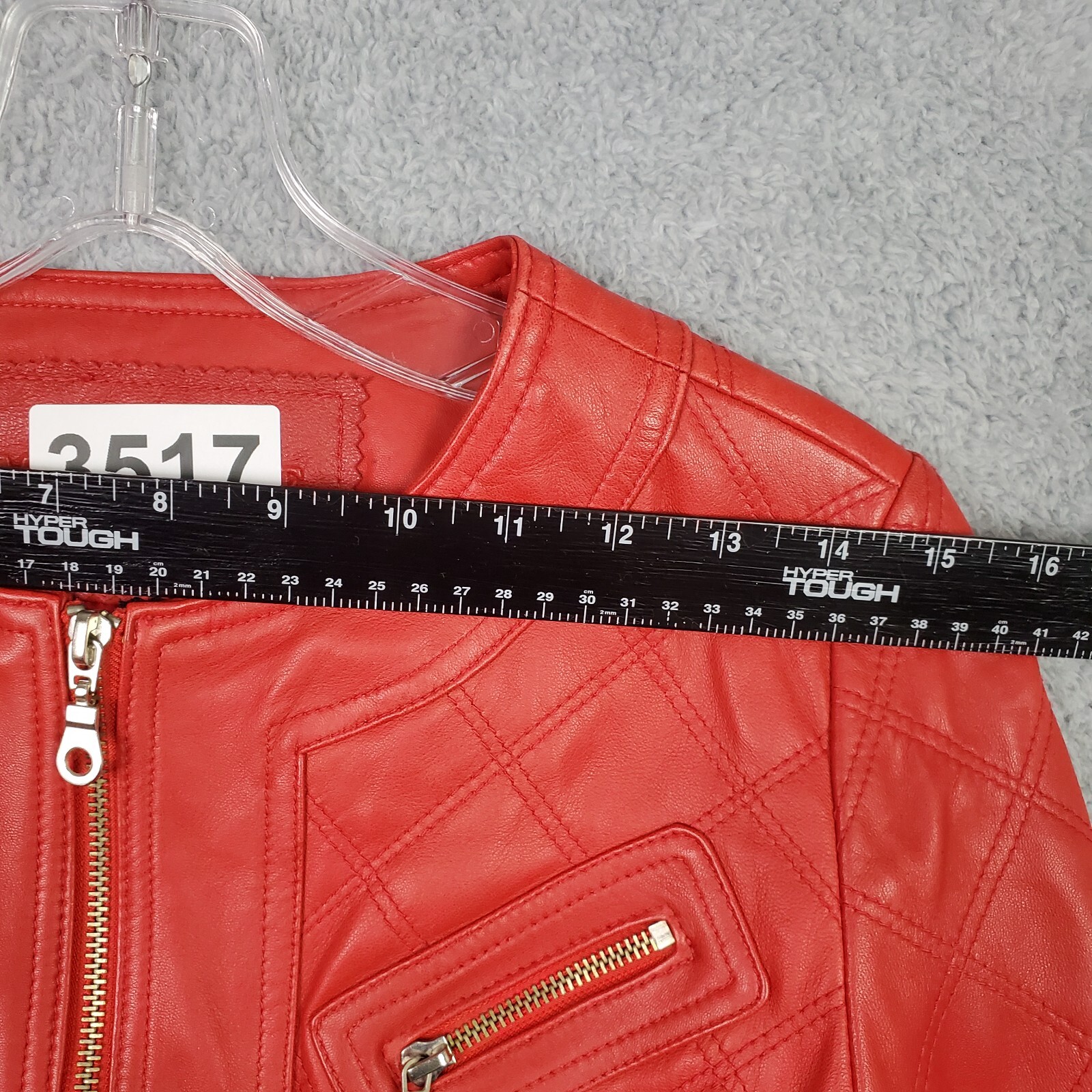 Vintage Womens Crop Lamb Leather Jacket XS Red Biker Harley Moto Full Zip Pocket