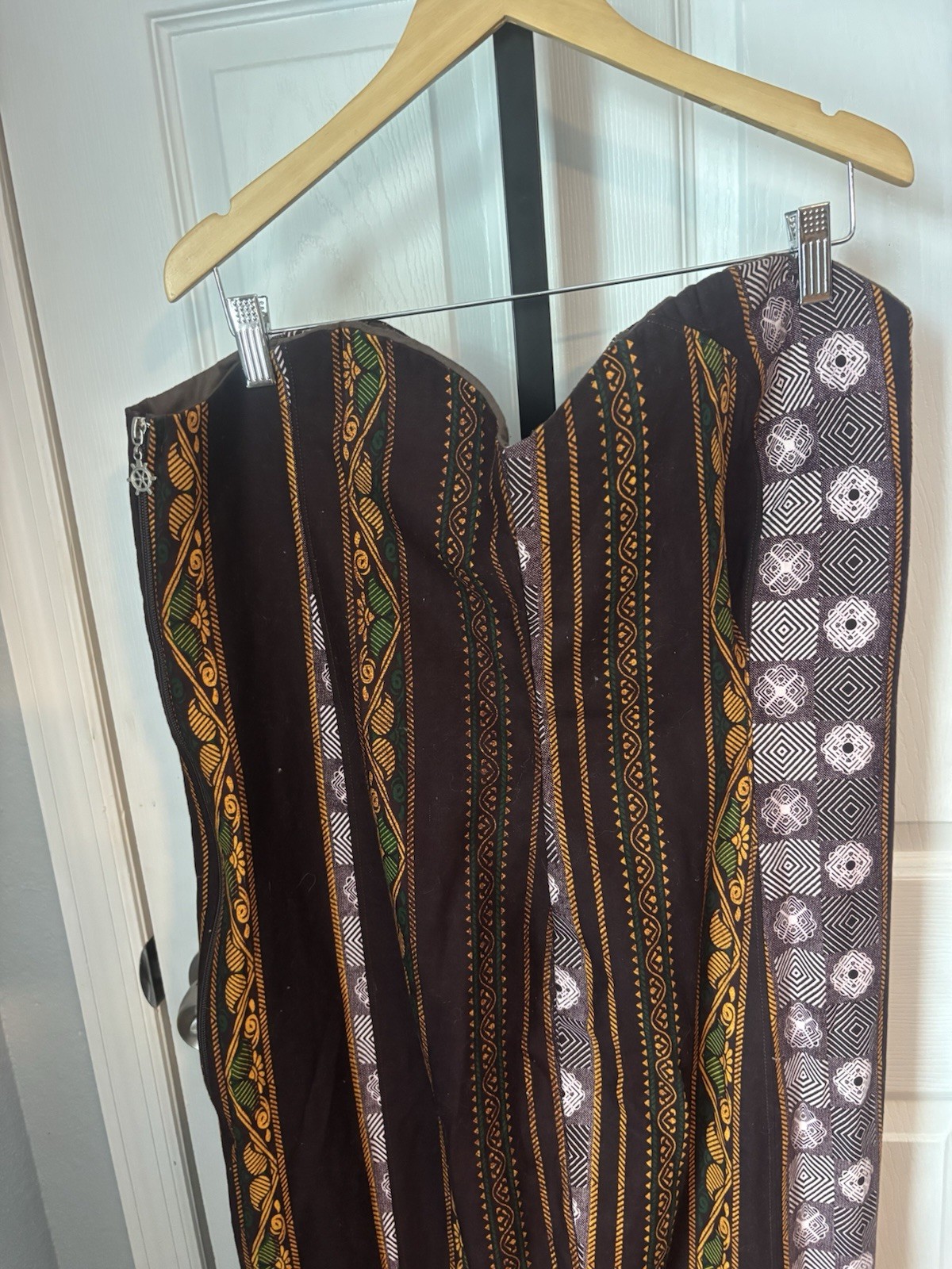 Vintage Boho Trumpet Maxi Dress Ethnic Print Festival Cottagecore