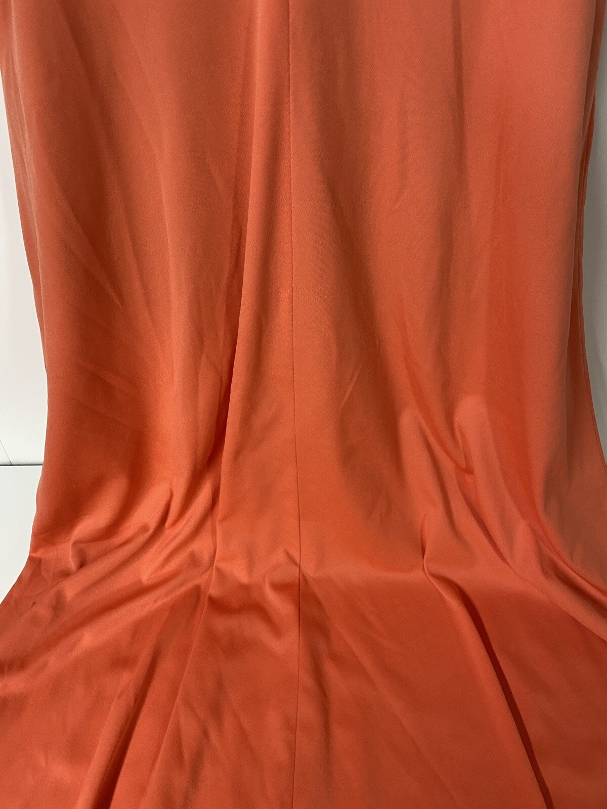 Anne Fogarty 1970s Orange Peek A Boo V-Neck Sleeveless Dress Size 12