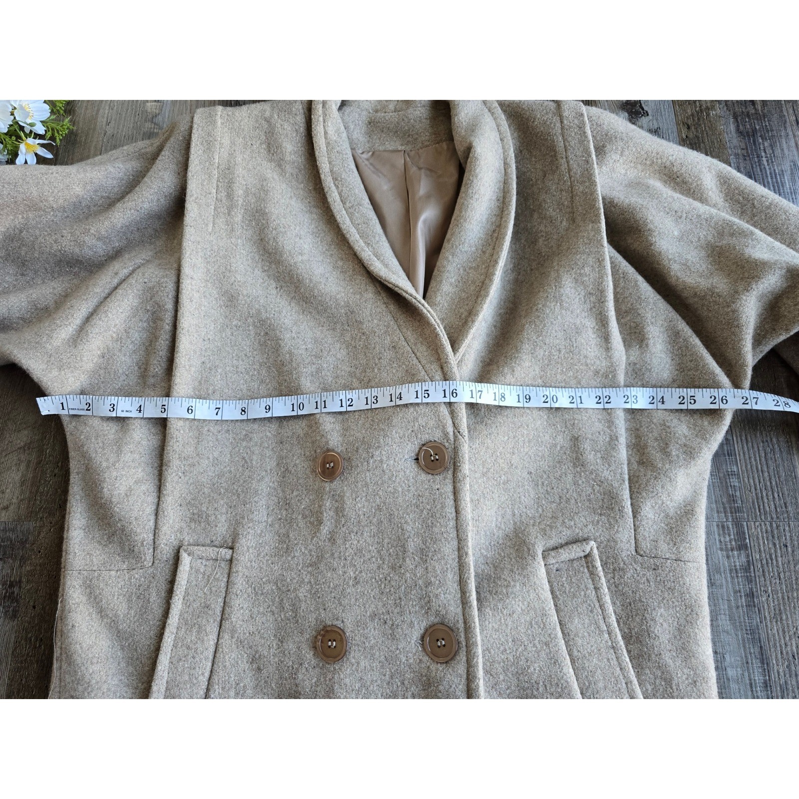 Vintage Unbranded Wool Blend Double Breasted Long Pea Coat Pockets Sz XL