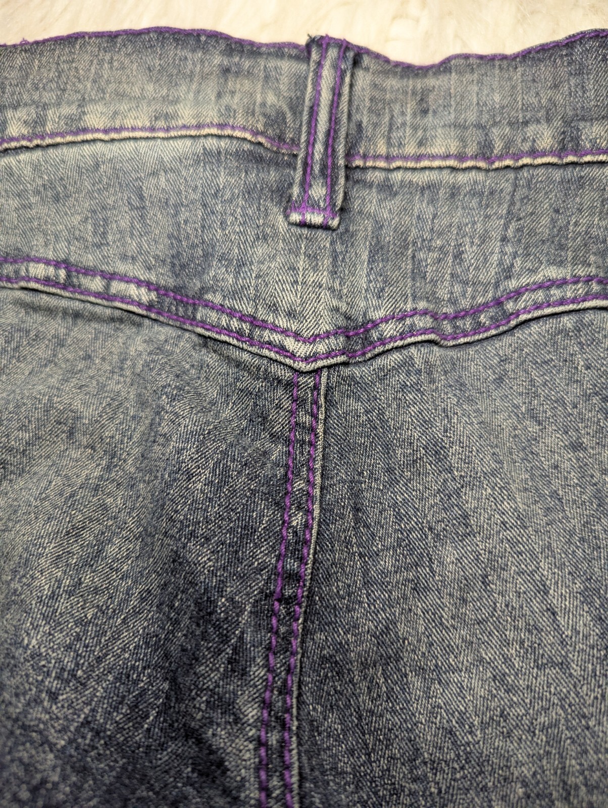 VANILLA STAR Purple STITCHED Low Rise Blue Jeans COOL DENIM Junior&rsquo;s 5 ALTERED