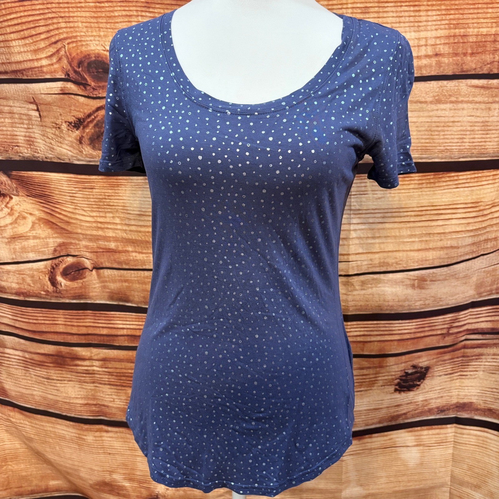 Juicy Couture Womens Vintage Purple Polka Dot Short Sleeve Top Size S
