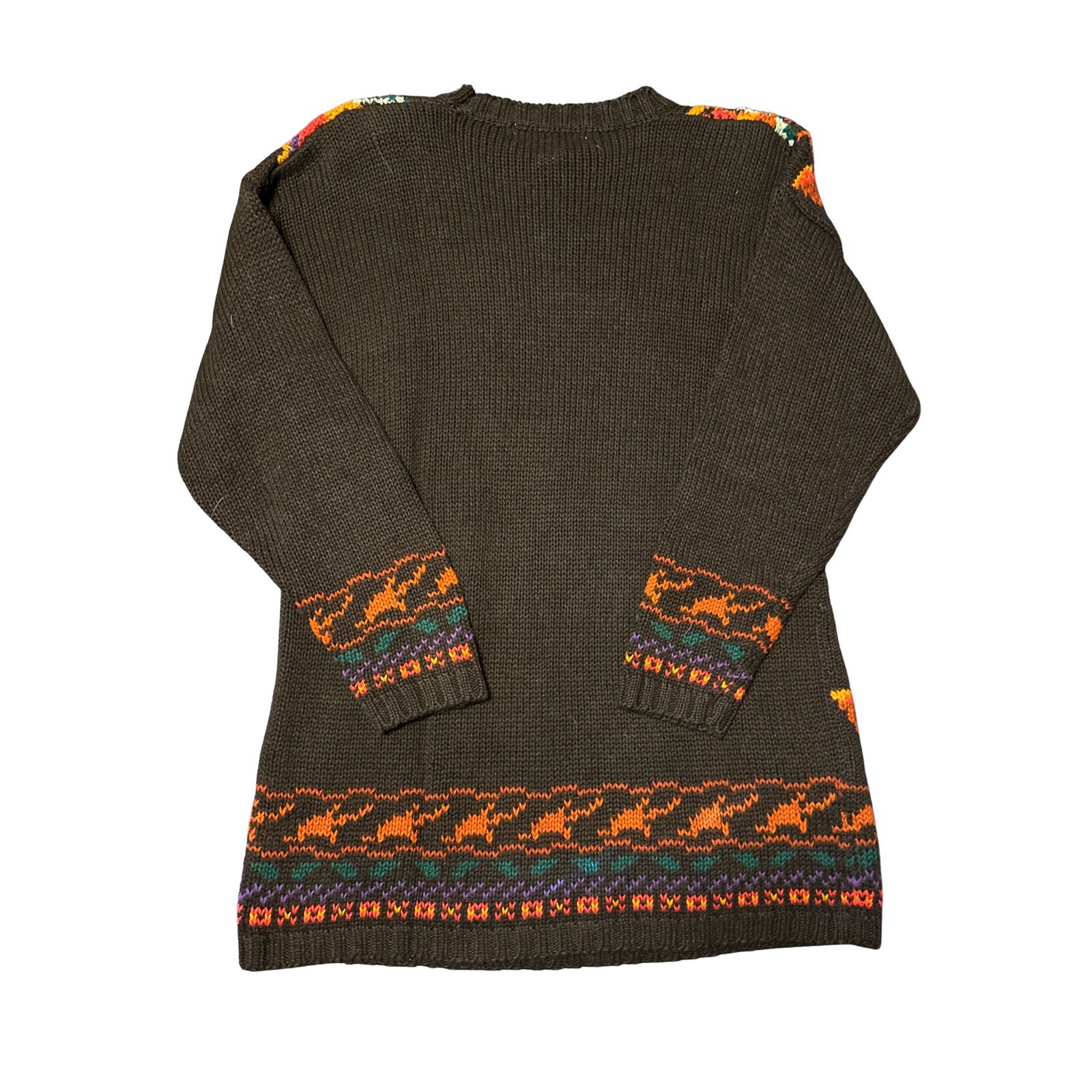 Reference Point Vtg 90s Sweater L Black Floral Cotton Cottagecore Whimsigoth