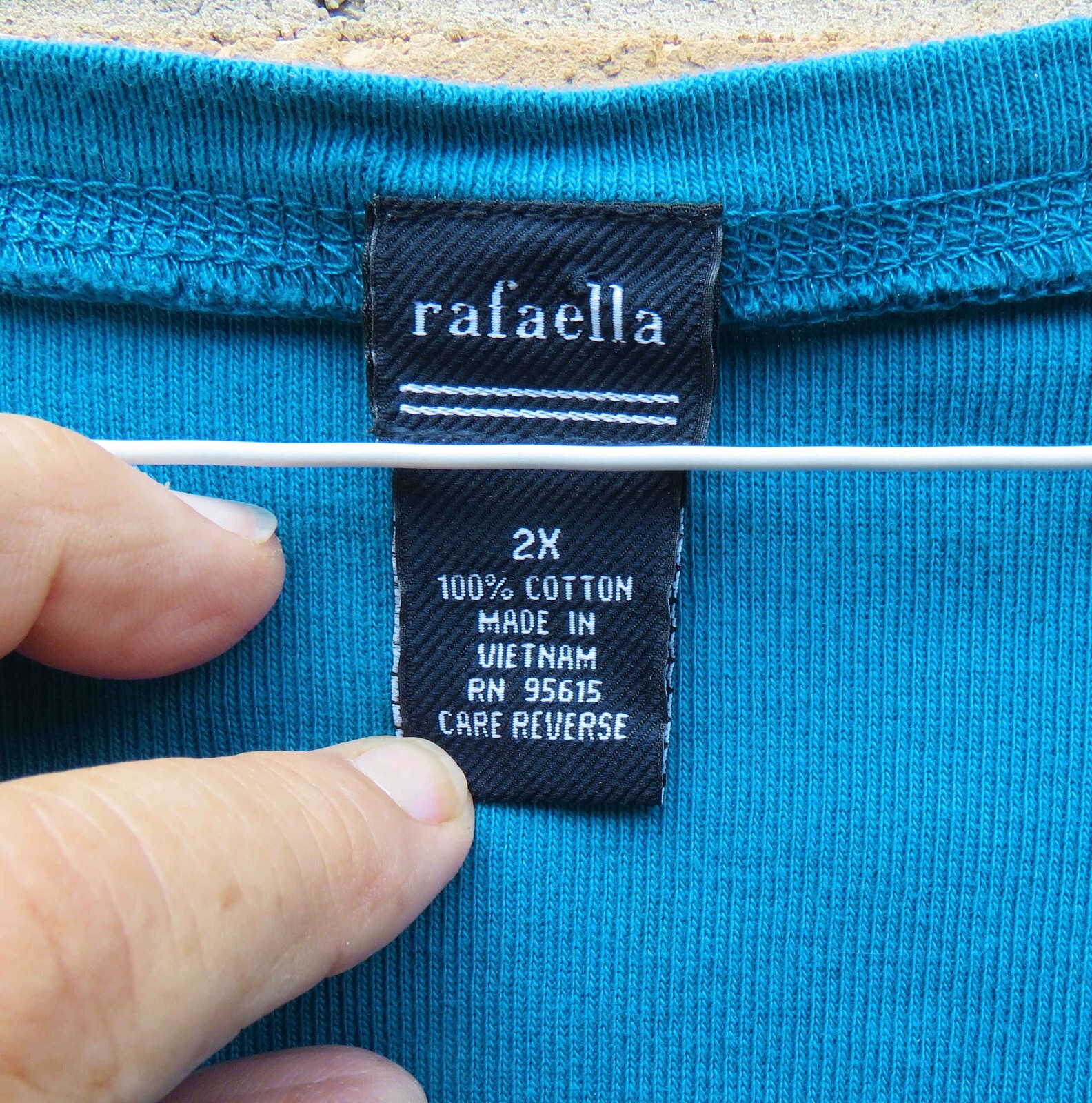 Vintage Rafaella Stretchy Sleeveless Cotton Tank Top Blouse Cyan Blue size 2X