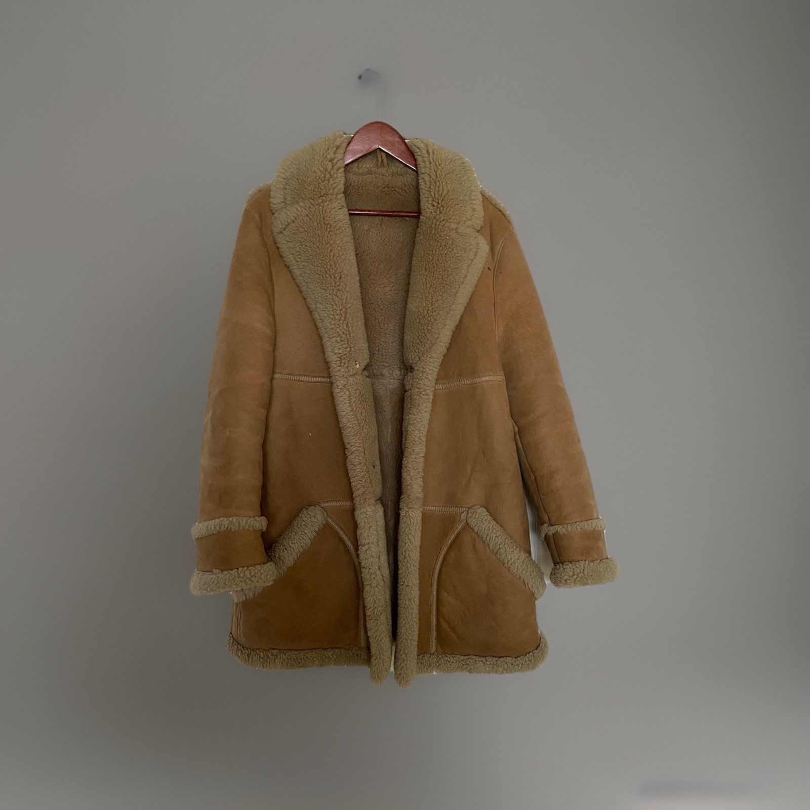 Vintage John Paterson UK Shearling Coat Real Lambskin 38 England Leather Women