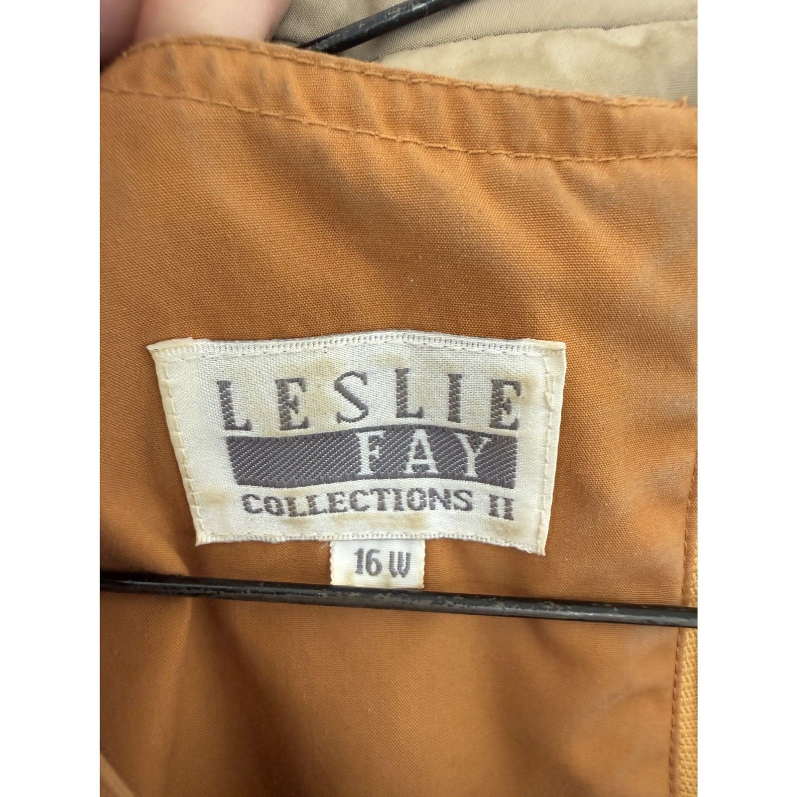 Leslie Fay Tan Blazer & Olive Skirt Suit Set Size 16W