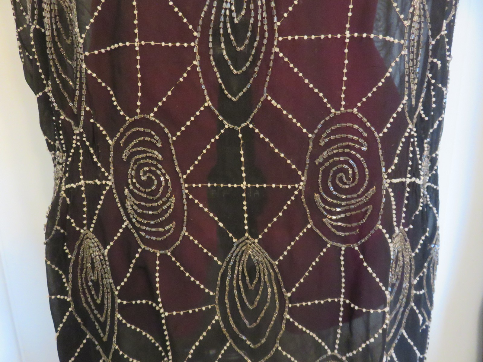 UNBRANDED Beaded Flapper Dress Sheer BLACK Vintage Antique 1920&rsquo;s
