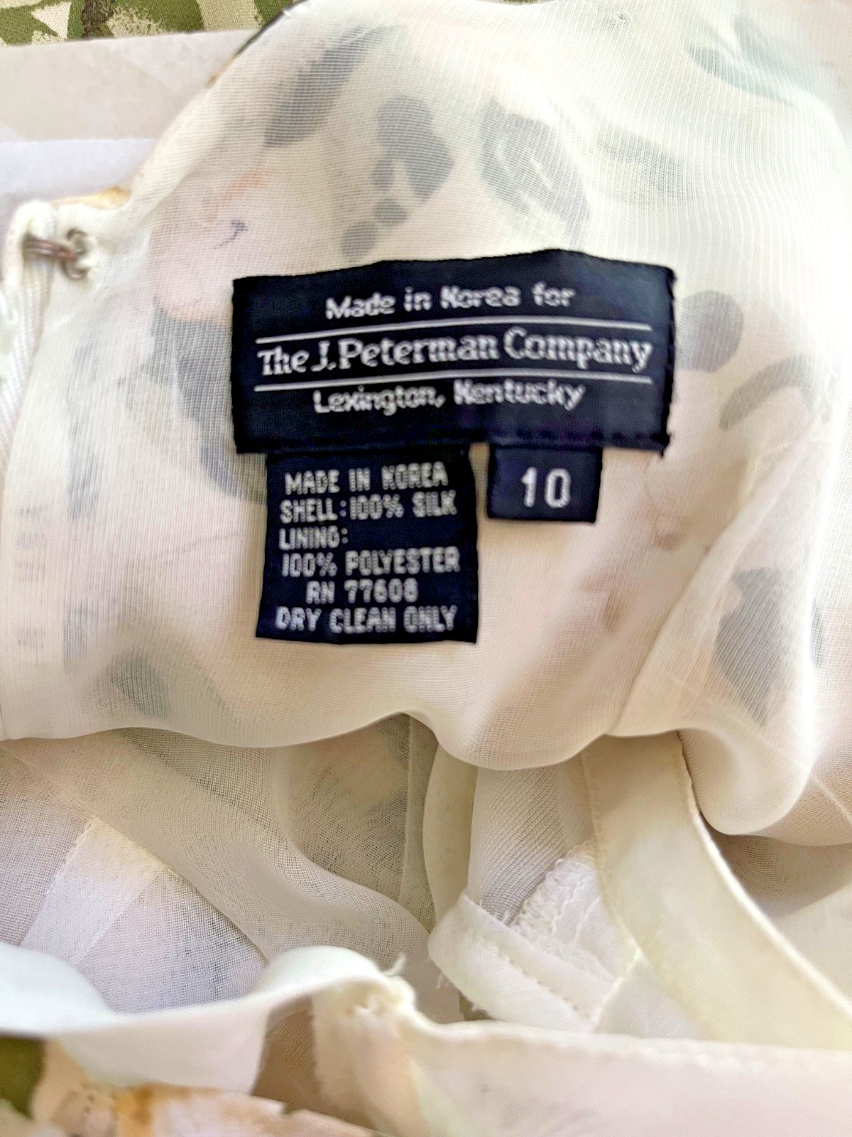 Vintage J Peterman 1930s Style Lady Day Silk Georgette Dress Size 10 Bust 38