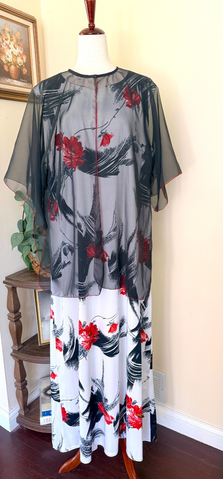 Vintage Lily Lynn Young Size Maxi Dress Cape Overlay Sz 22