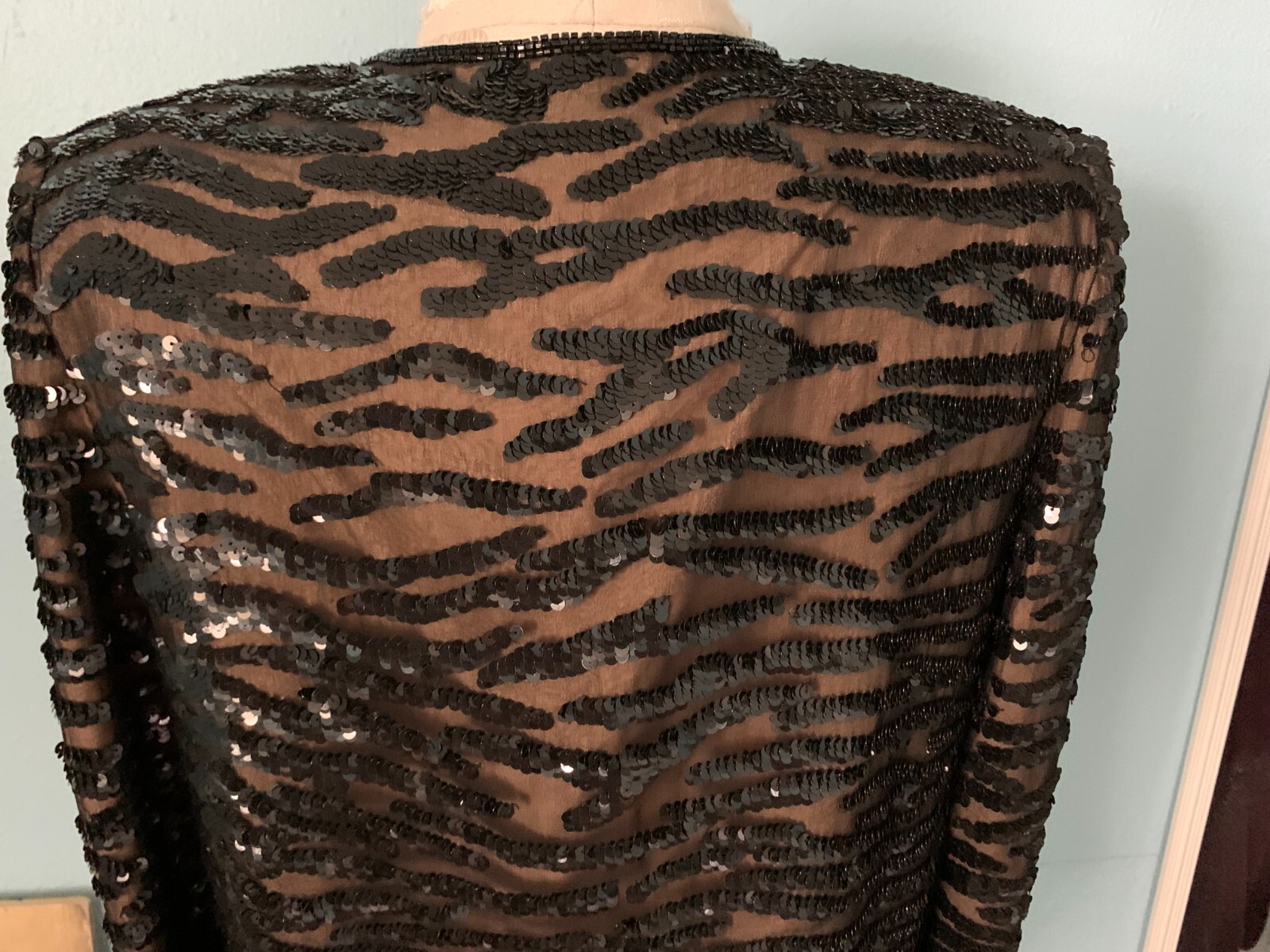 VTG ANDRETTA DONATELLO Jacket Black Sequin Gold Lined Long Sleeve Women&rsquo;s Top XS