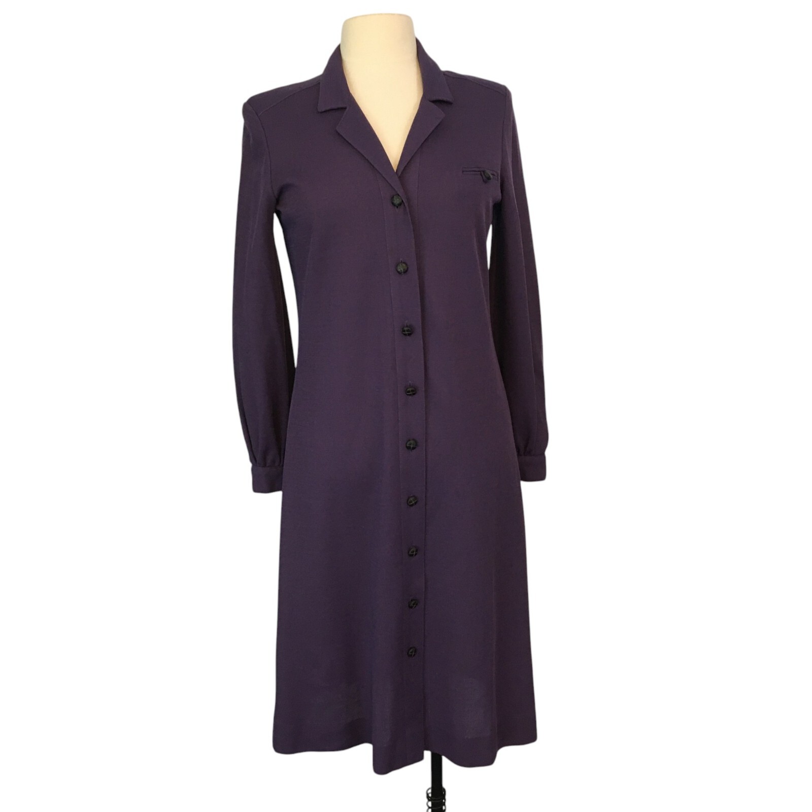 Butte Vintage 70s 80s Womens Plum Purple Knit Sheath Shift Dress, 36 bust